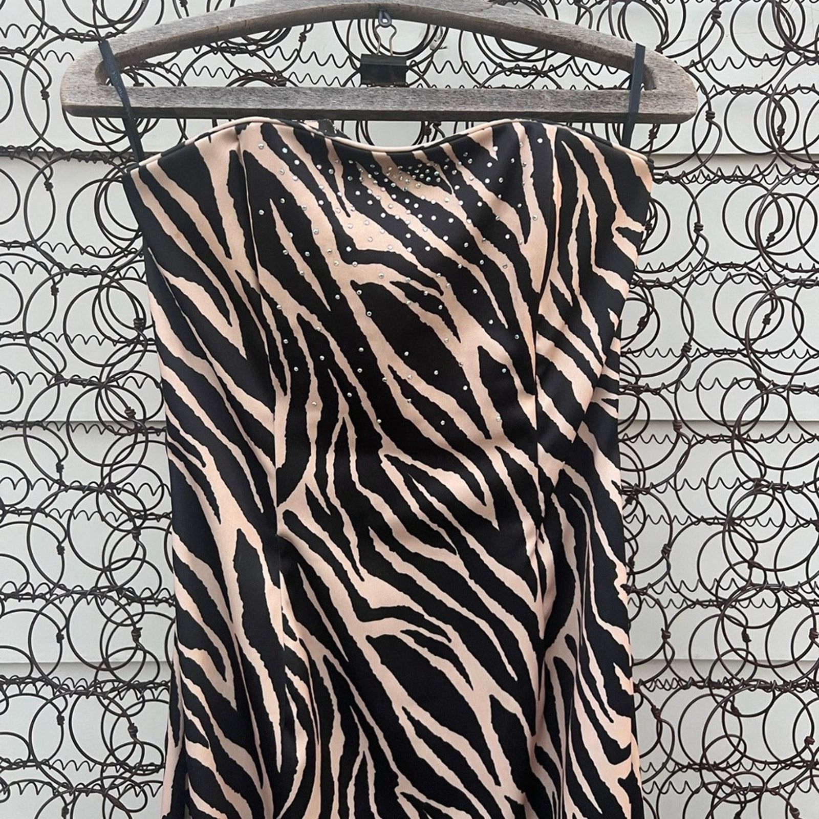 Vintage Jessica McClintock Zebra strapless rhinestone prom dress Size S / US 4 / IT 40 - 2 Thumbnail