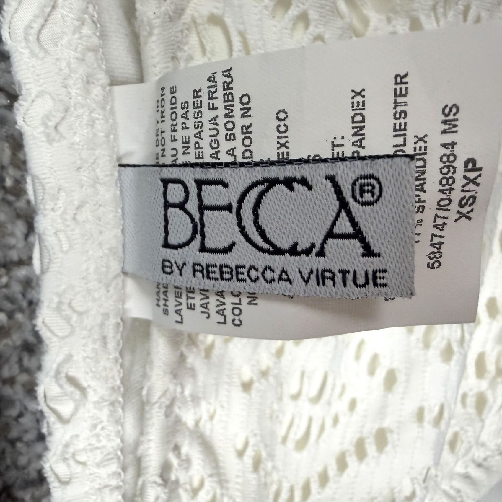 Vintage BECCA by Rebecca Virtue Bikini Bottom XS White Crochet Geometric Adjustable Tie Sides Lined Low-Rise Beach Swimwear Womens XS Size 26" / US 2 / IT 38 - 6 Thumbnail
