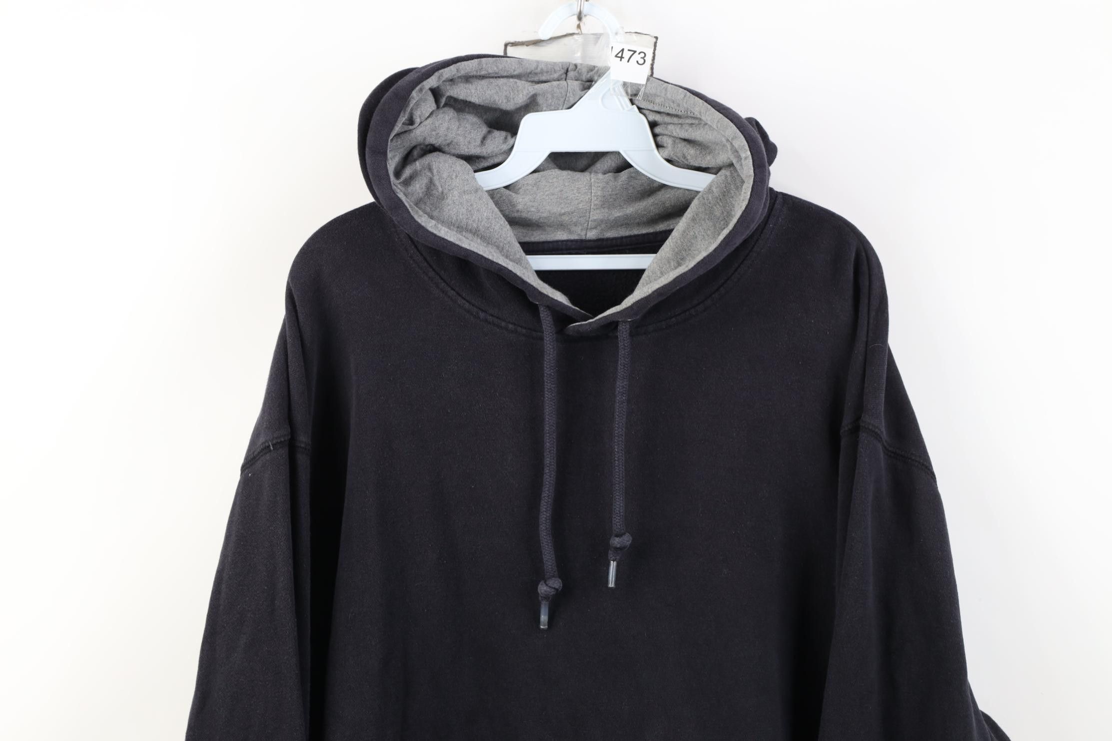 Vintage Vintage 90s Y2K Streetwear Blank Hoodie Sweatshirt Dark Blue Size US XXL / EU 58 / 5 - 2 Thumbnail