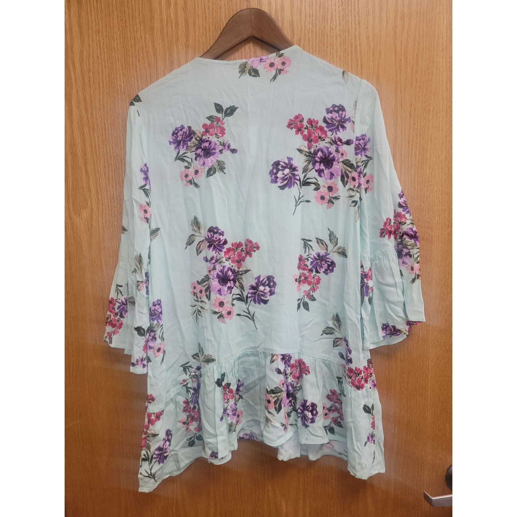 Other Blu Pepper Floral Tunic Top W/ Lace-Up Neckline & Ruffle Hem Size S / US 4 / IT 40 - 6 Thumbnail