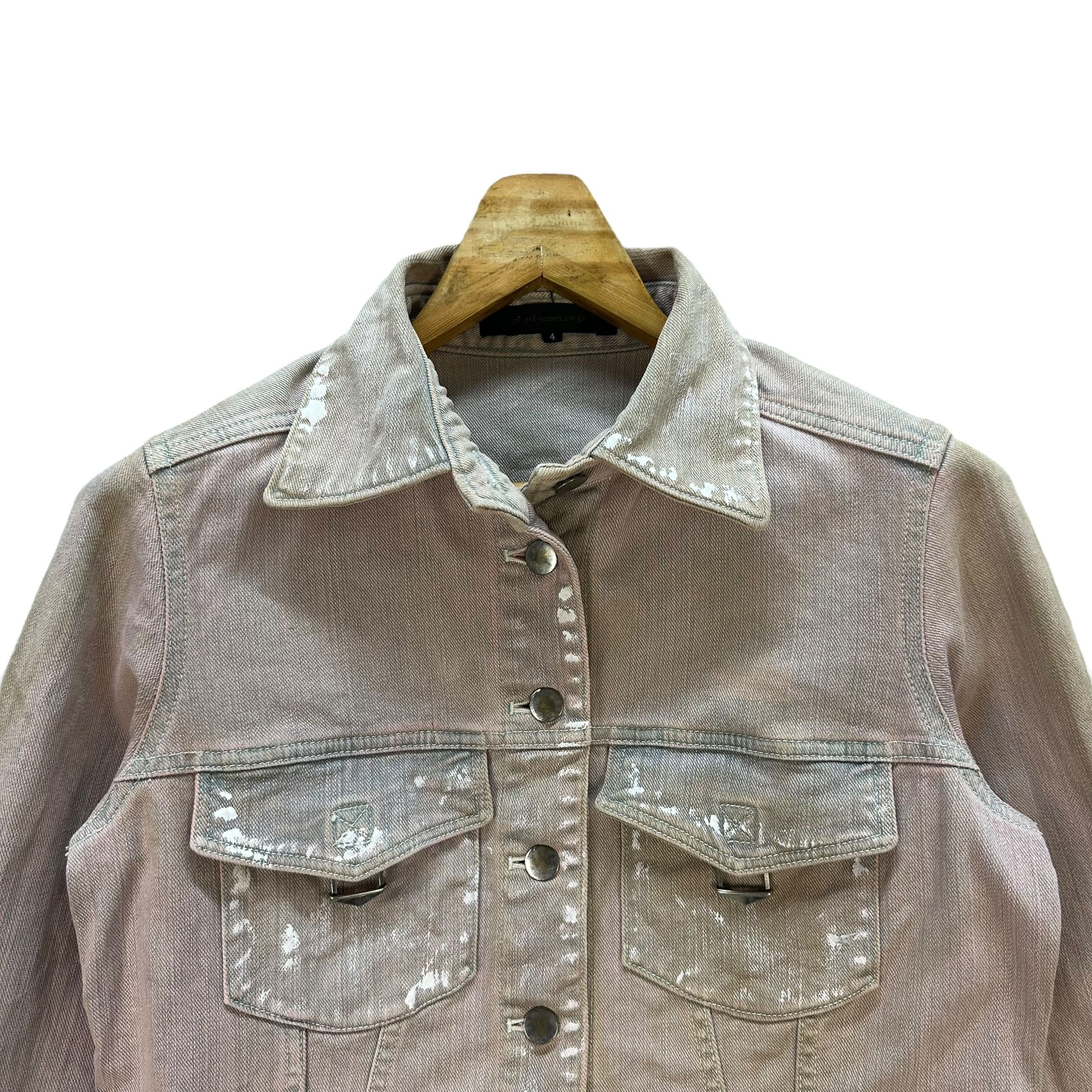 Japanese Brand PLANET REMIX Faded Pink Cropped Jean Jacket #A71-1740 Size M / US 6-8 / IT 42-44 - 2 Thumbnail