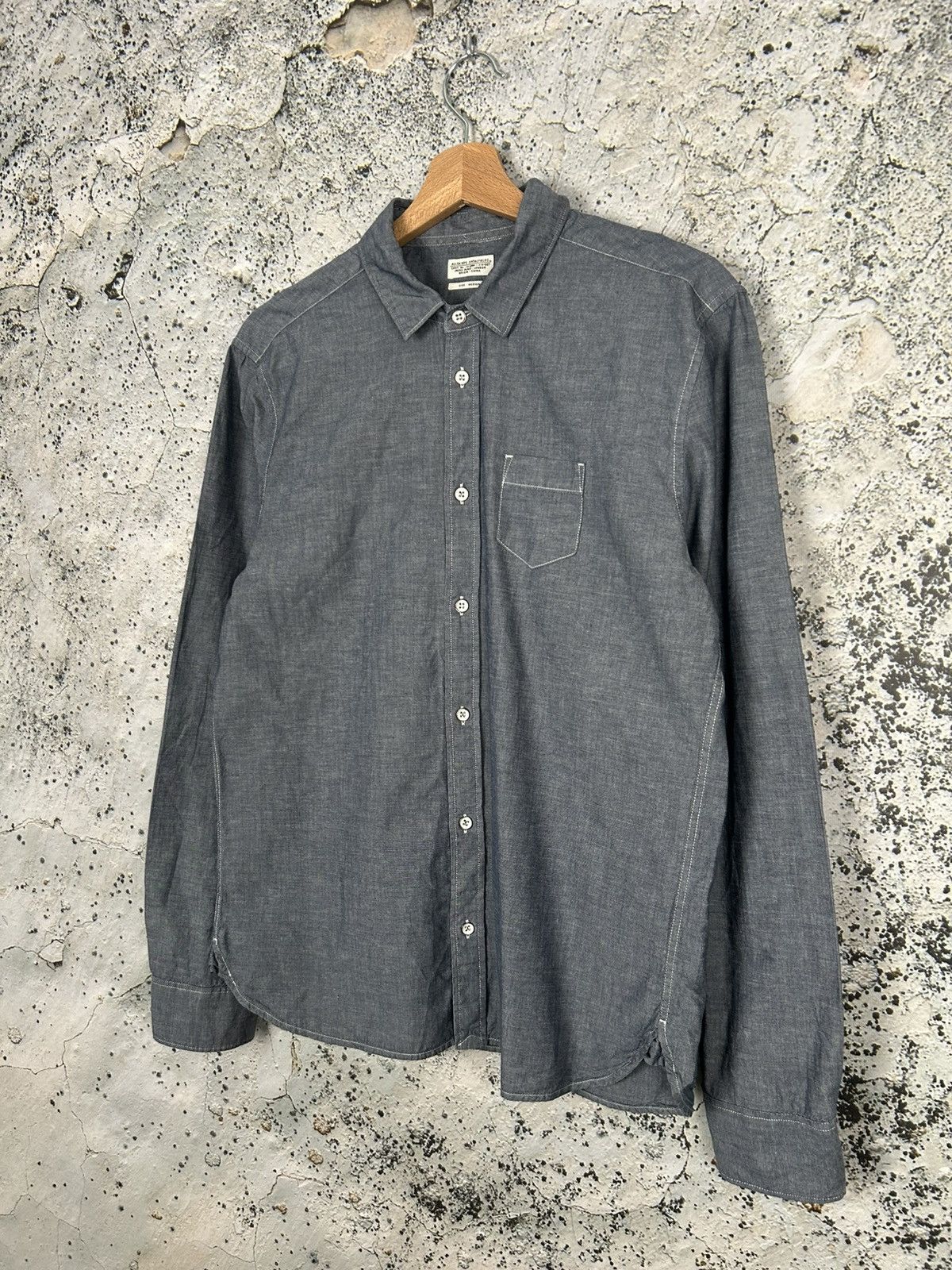 Allsaints Allsaints Grey Blue Denim Shirt Streetwear Designer Size US M / EU 48-50 / 2 - 2 Thumbnail