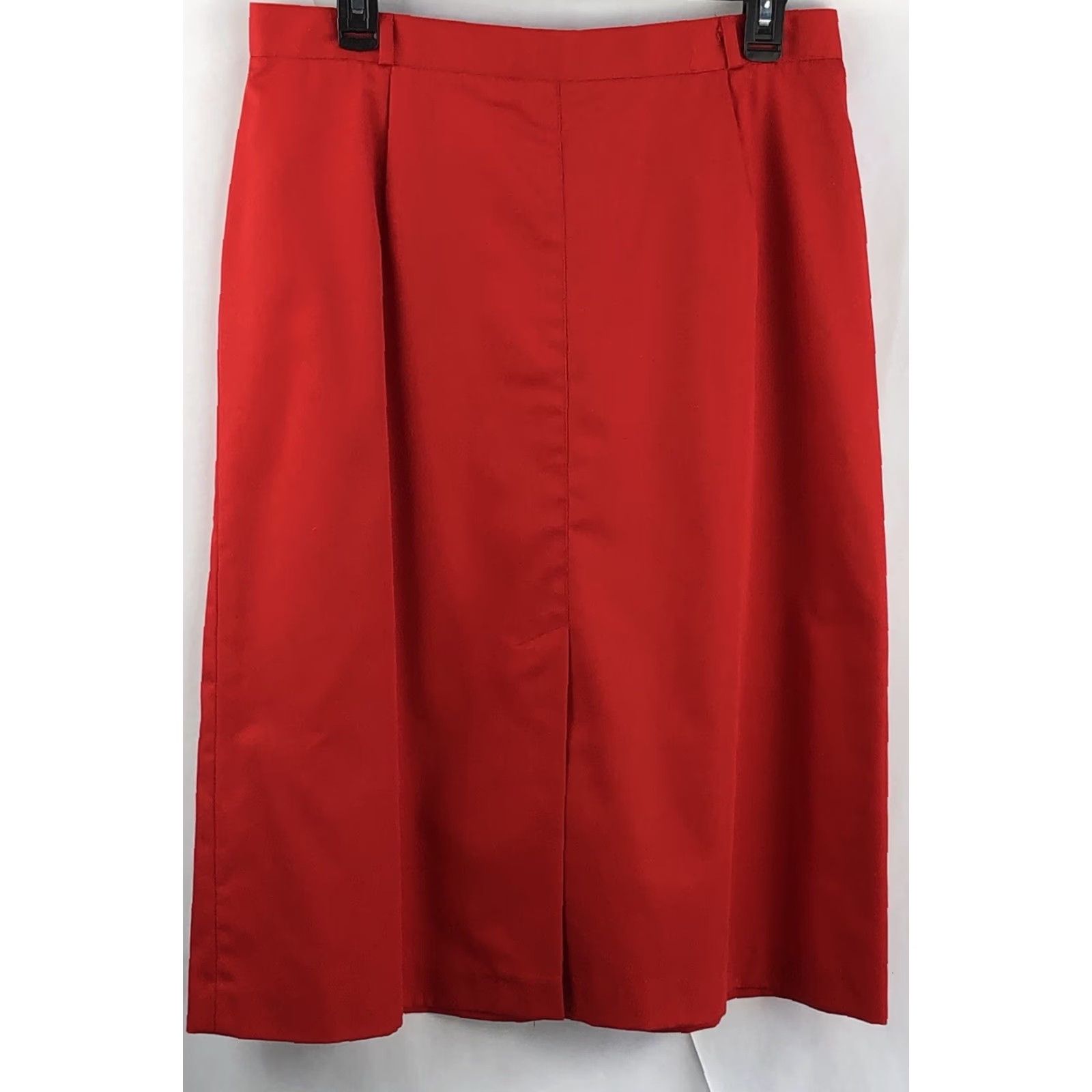 Vintage Vtg 70s Panther Midi Skirt 15/16 Red A-Line Front/Back Slit 32"W USA ILGWU Retro Size 36" / US 14 / IT 50 - 4 Thumbnail