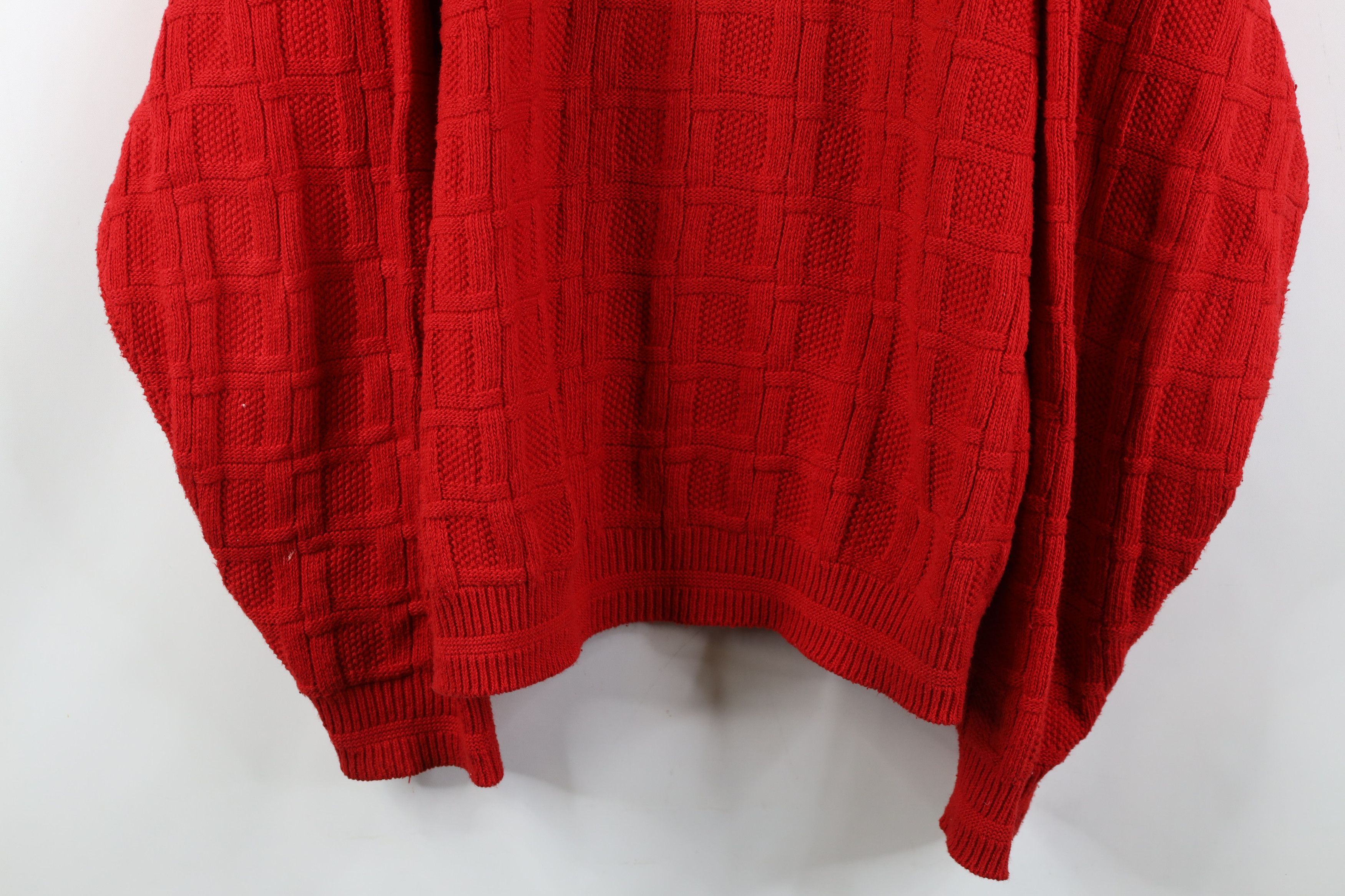 Vintage Vintage 90s Streetwear Cotton Weave Knit Sweater Red USA Size US XL / EU 56 / 4 - 3 Thumbnail