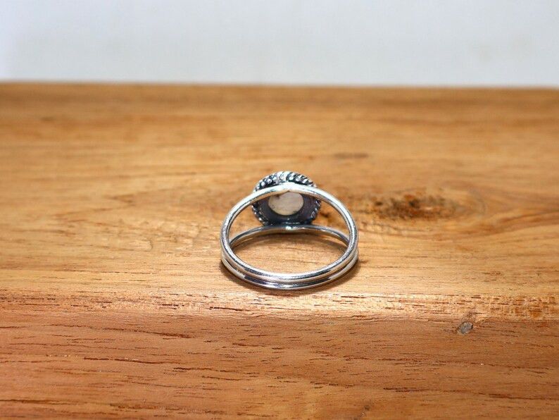 Handmade Rainbow Moonstone Ring: Handmade 925 Sterling Silver Ring Size ONE SIZE - 8 Thumbnail