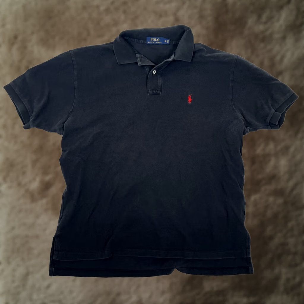 Polo Ralph Lauren VINTAGE Polo Ralph Lauren Polo Shirt Mens XL Black Red Pony Logo Faded Slimming All Seasons Short Sleeve Machine Washable Size US XL / EU 56 / 4 - 1 Thumbnail