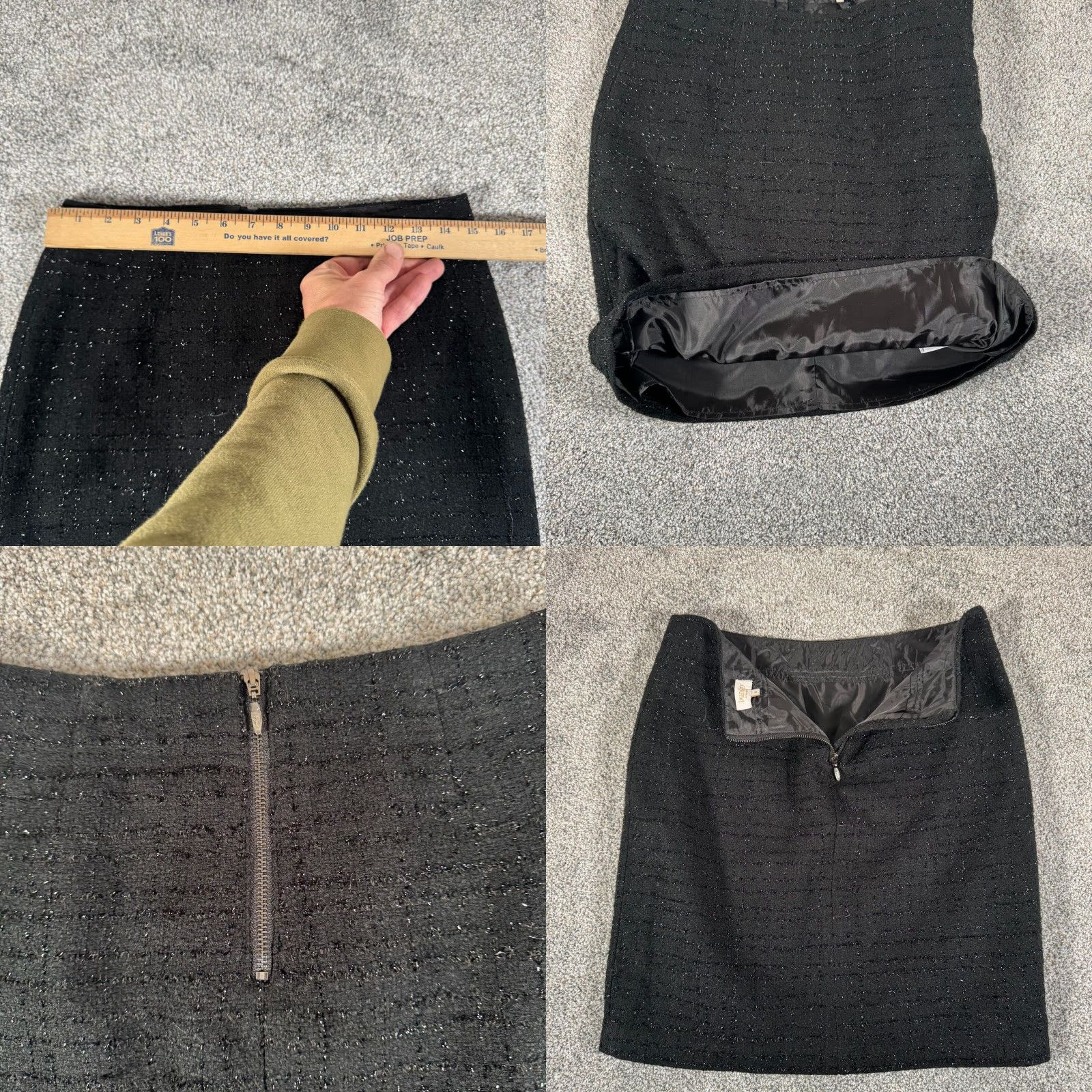 Laundry by Shelli Segal Laundry by Shelli Segal Skirt Size 6 Black Tweed Lined Pencil Knee Length Sparkly Textured Party Business Casual Size 28" / US 6 / IT 42 - 8 Thumbnail