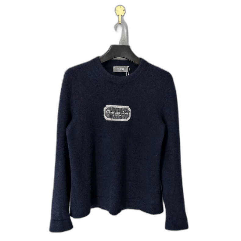 Cashmere Dior Black Sweater DIOR Logo Embroidered Cashmere Knit