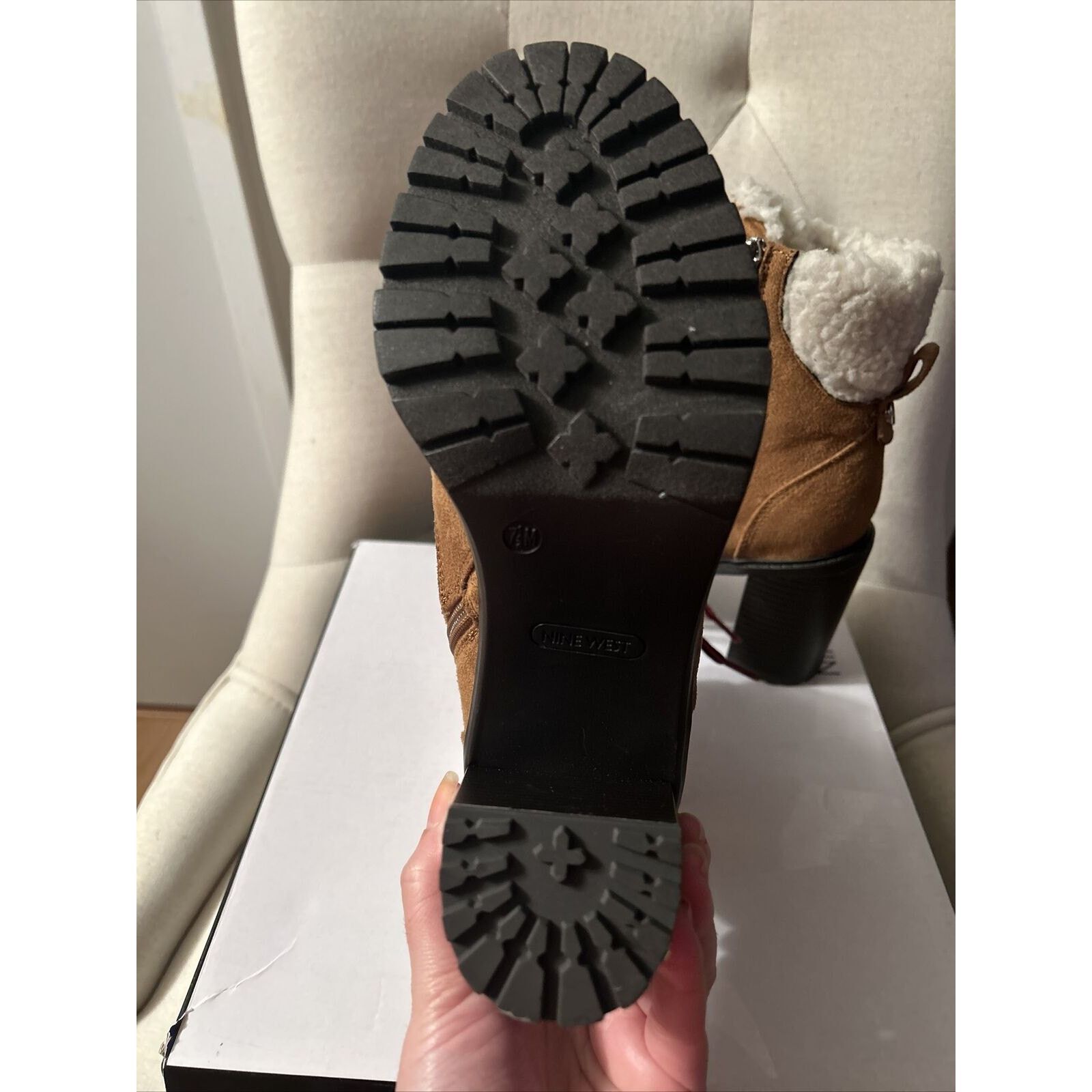 Nine West NEW W/BOX Nine West Peer 2 Sherpa Cuff Ankle Boots Brown 7.5 Size US 7.5 / IT 37.5 - 8 Thumbnail