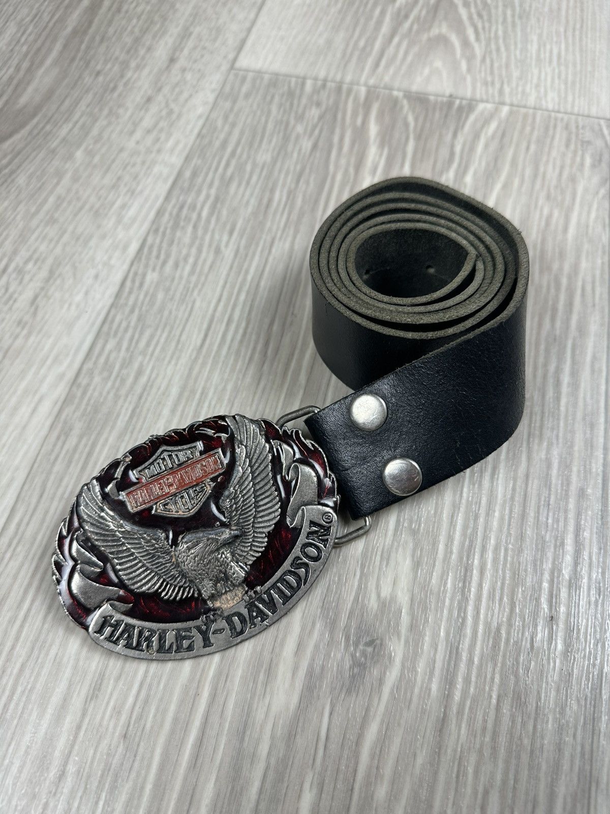 Harley Davidson Vintage 1992 Harley Davidson Eagle Leather Belts Size ONE SIZE - 1 Thumbnail