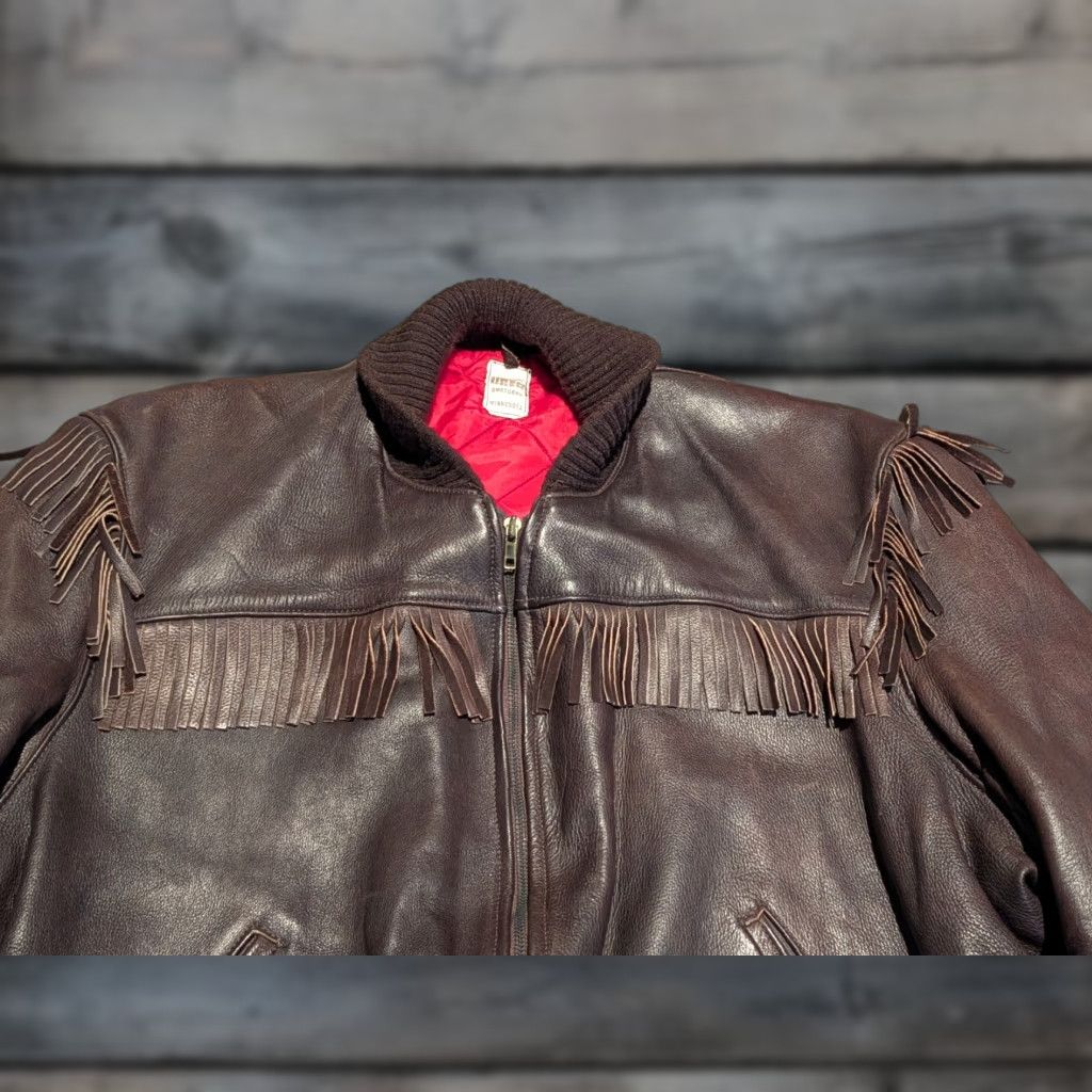 Vintage Vtg Uber Fringed Genuine Leather Bomber Jacket Minnesota USA XL 2XL Quilted Lined Brown 1970s Jacket Mens/Unisex Size XL / US 12-14 / IT 48-50 - 1 Thumbnail