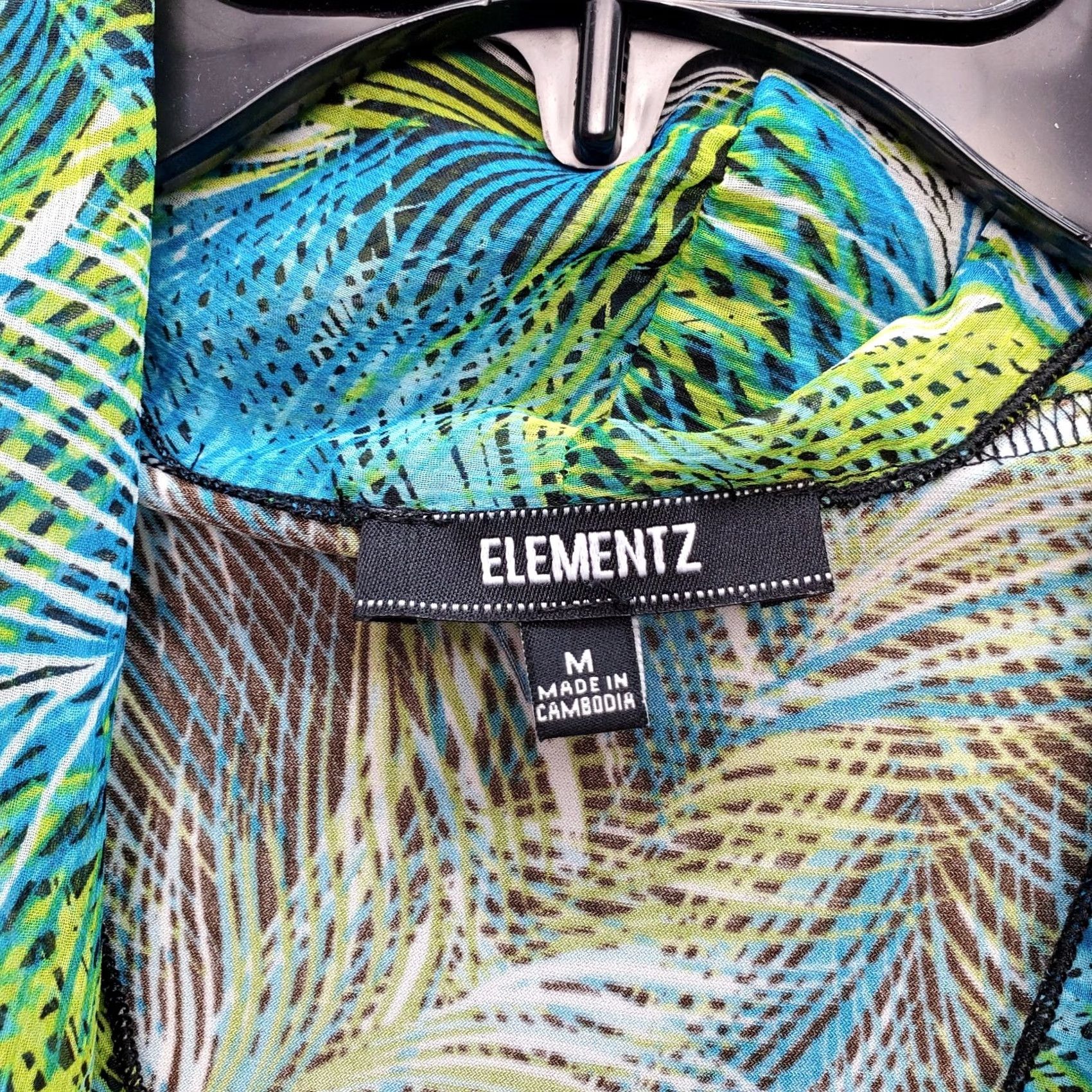 Element Elementz Blouse Top Womens Multicolor Tropical Print Cap Sleeve V-Neck Beaded Size M / US 6-8 / IT 42-44 - 7 Thumbnail
