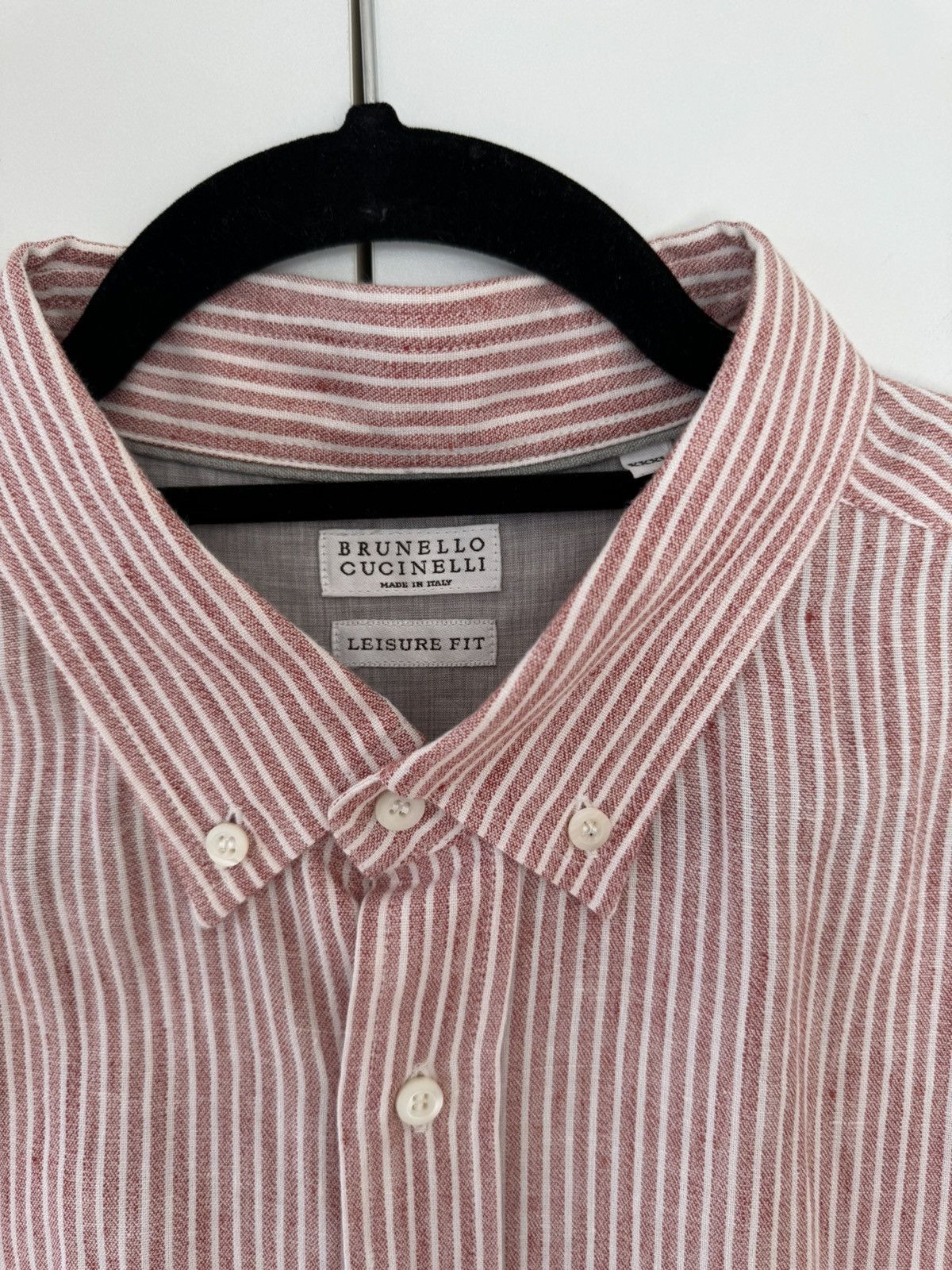 Brunello Cucinelli Red and White Striped Linen Leisure Fit XXXL Size US XXL / EU 58 / 5 - 3 Thumbnail