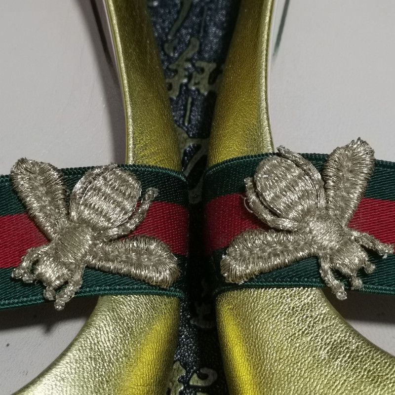 Gucci Gucci Gold Flats with Signature Green-Red Stripe - Size US 7.5 / EU 40-41 - 8 Thumbnail