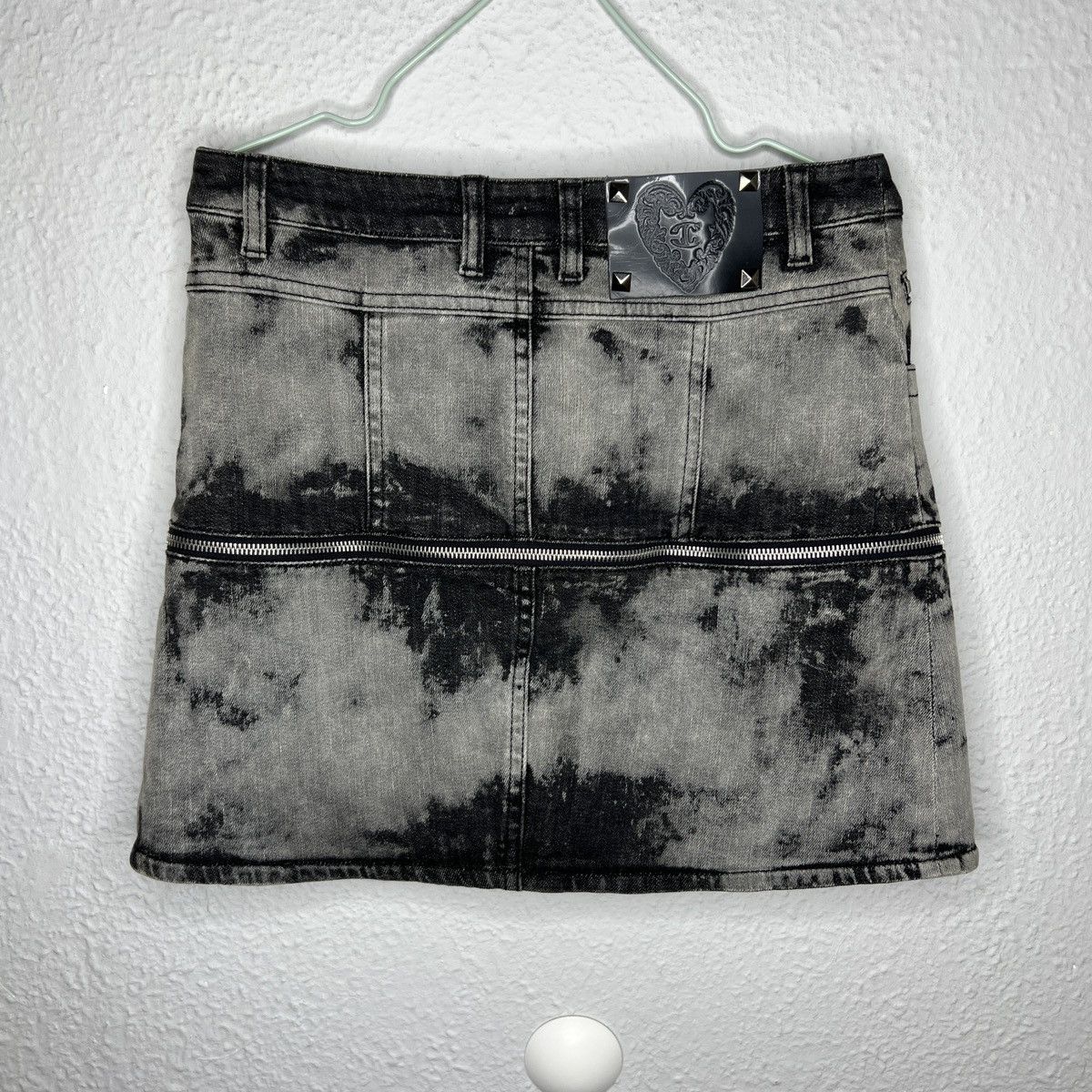 Just Cavalli × Roberto Cavalli × Vintage Just Cavalli Mini Skirt Painted Grey Vintage Zip Retro Y2K Size 28" / US 6 / IT 42 - 5 Thumbnail