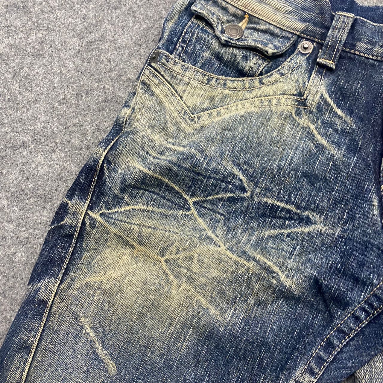 If Six Was Nine 💥Flare💥Vintage Rattle Trap Acid Wash Distressed Denim Size US 30 / EU 46 - 11 Thumbnail