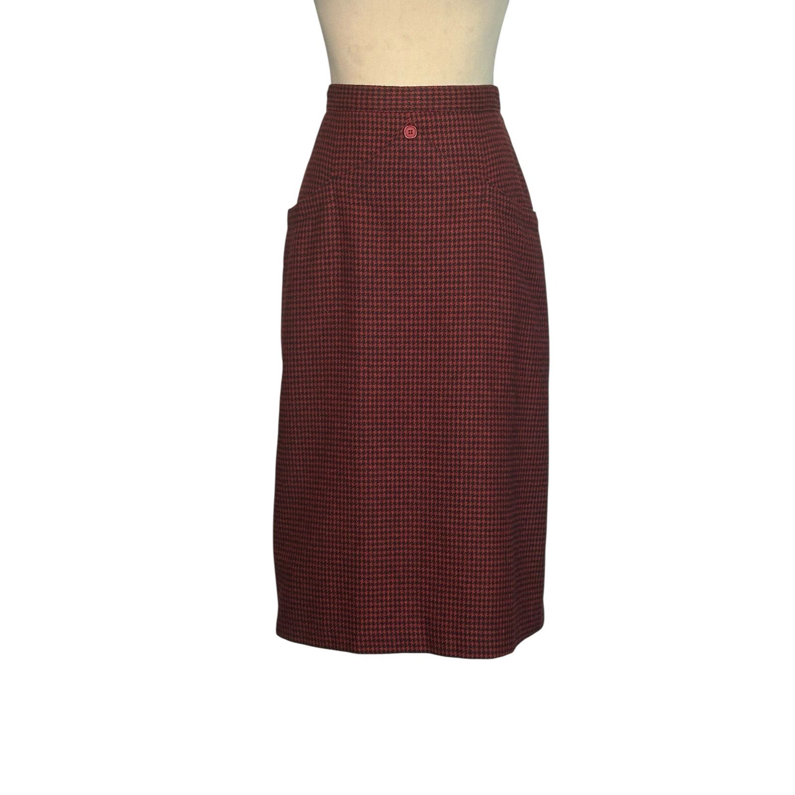Porsche Design Porsche vintage red black houndstooth pencil skirt size 9/10 Size 27" / US 4 / IT 40 - 7 Thumbnail