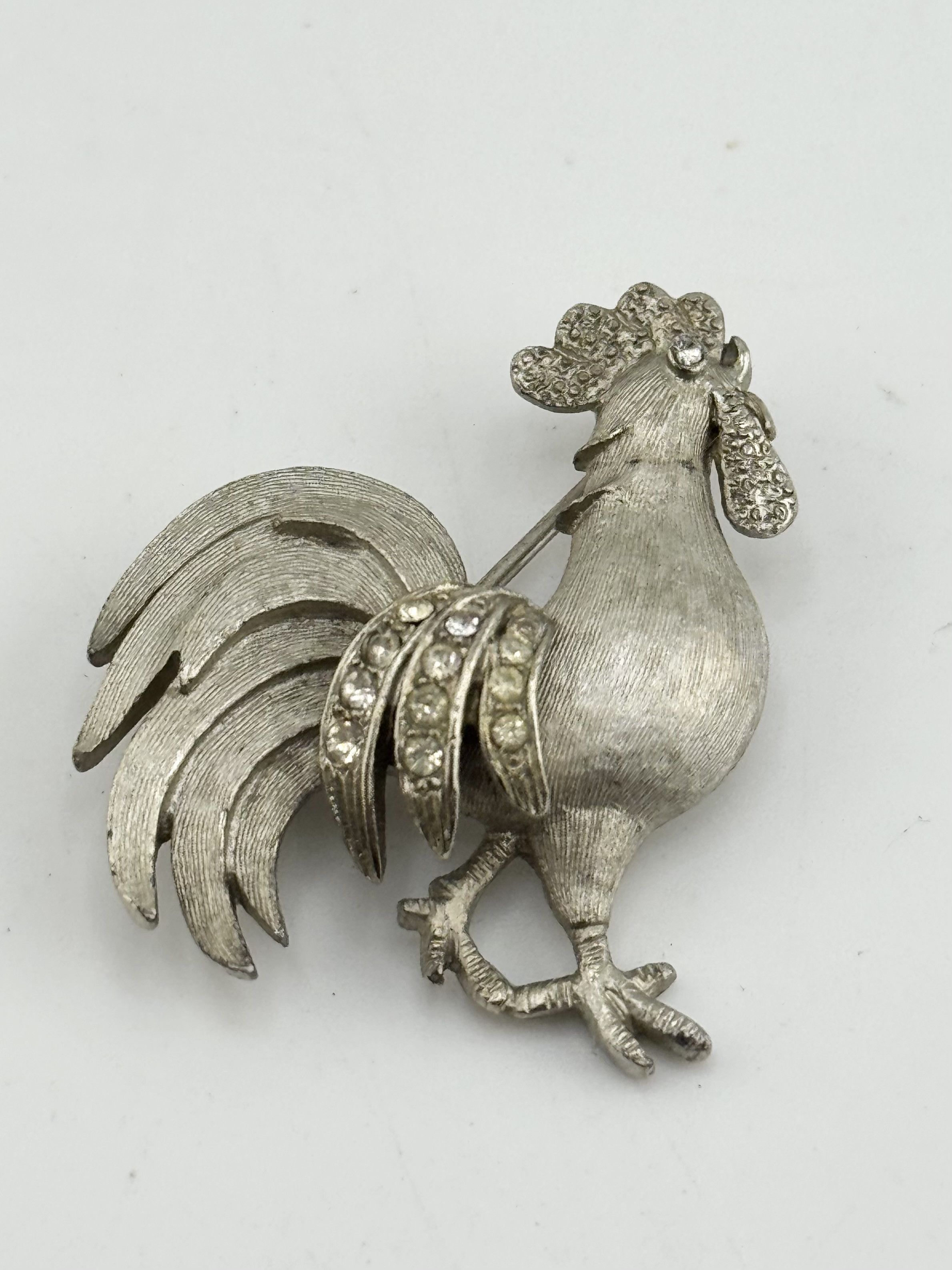 Vintage Vintage silver rhinestone rooster bird Brooch pin Size ONE SIZE - 2 Thumbnail