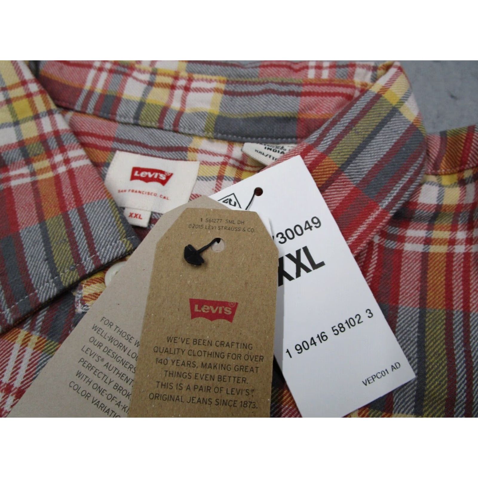 Levi's VINTAGE Levi's Men's Shirt Long Sleeve Button Up Twill Plaid Casual Workwear 2XL Red Size US XXL / EU 58 / 5 - 3 Thumbnail