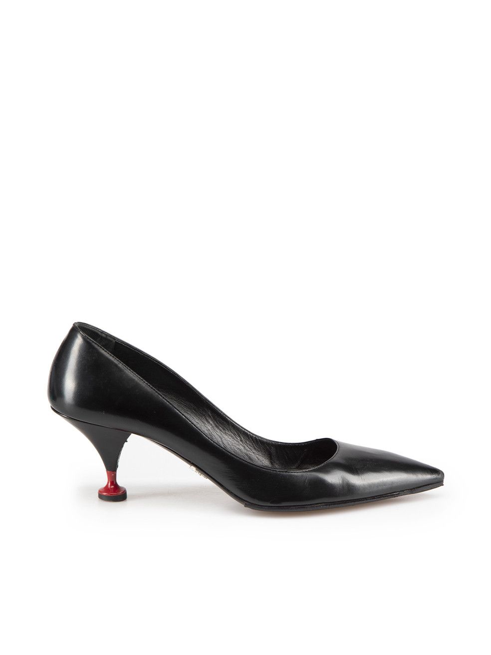 Black Leather Point Toe Court Shoes