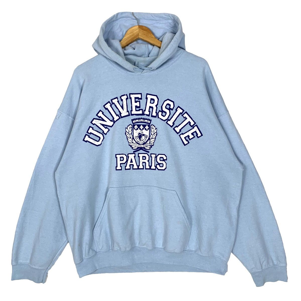 image of American College x Collegiate Vintage Gildan University Paris Pullover Hoodie in Light Blue (Size X