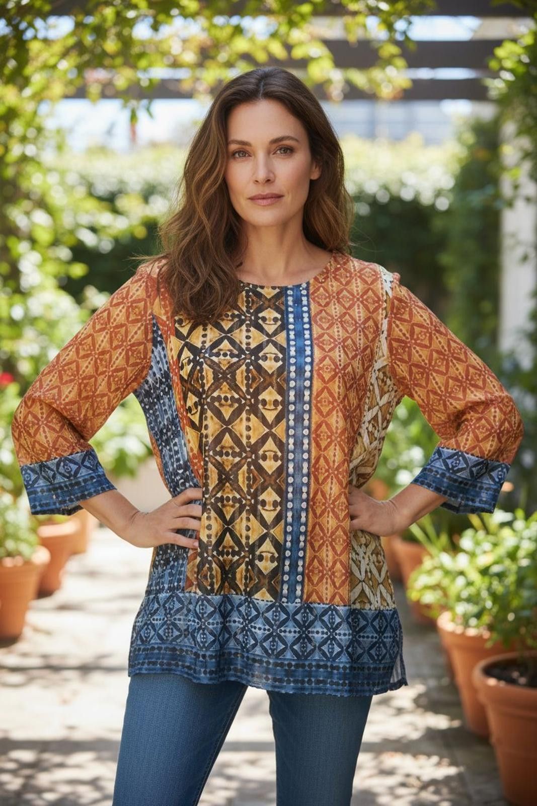 Other Alfred Dunner Women's Long Sleeve Patterned Tunic Top Size S / US 4 / IT 40 - 1 Thumbnail