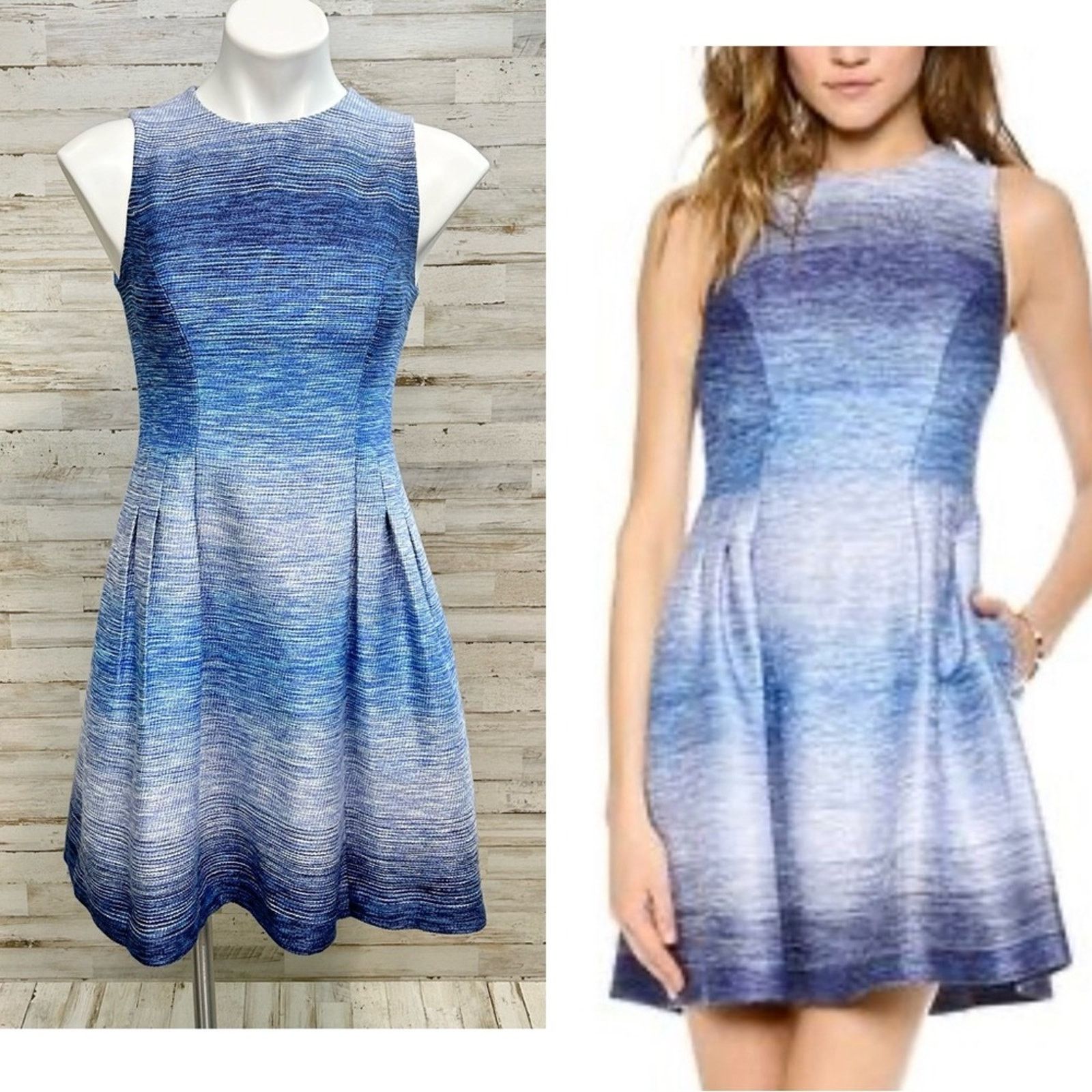 REVOLVE Shoshanna Revolve Helena Ombre Tweed Dress Sz 0 Blue Pockets Size XS / US 0-2 / IT 36-38 - 1 Thumbnail