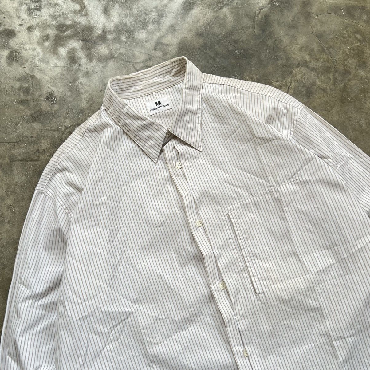 Issey Miyake Vintage Issey Miyake Stripe Gimmick Pocket Long Sleeve Shirt Size US XL / EU 56 / 4 - 2 Thumbnail