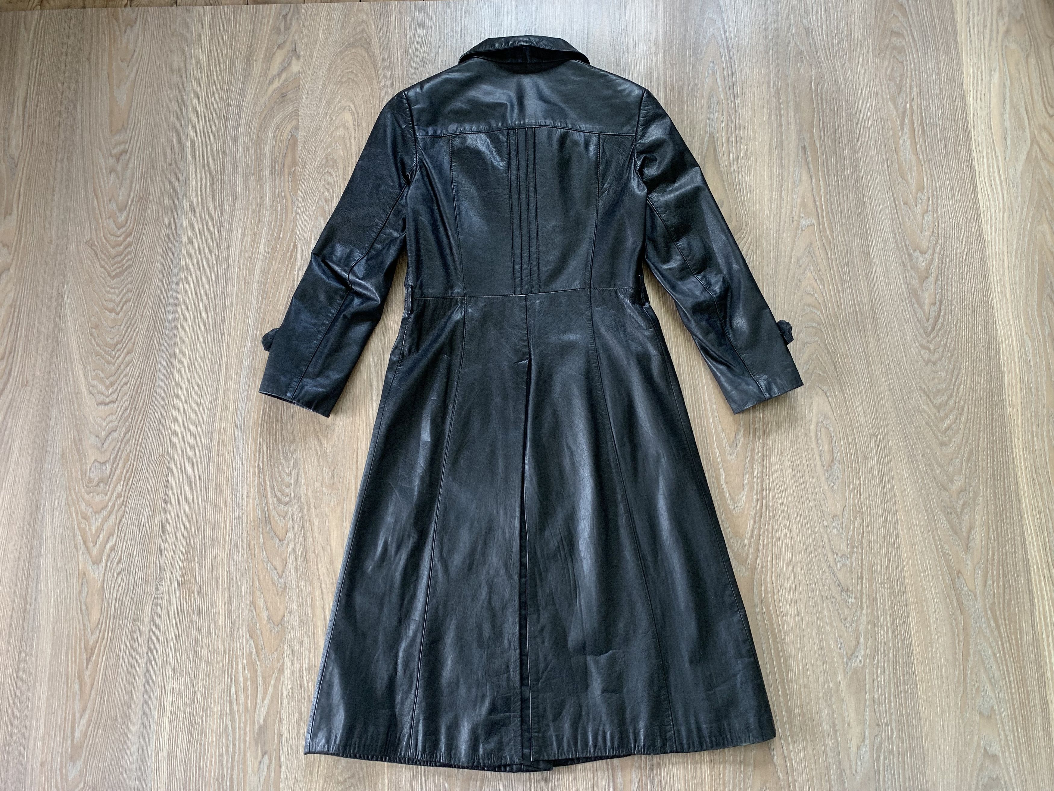 Designer Vintage Womens Black Long Leather Coat Size M / US 6-8 / IT 42-44 - 3 Thumbnail