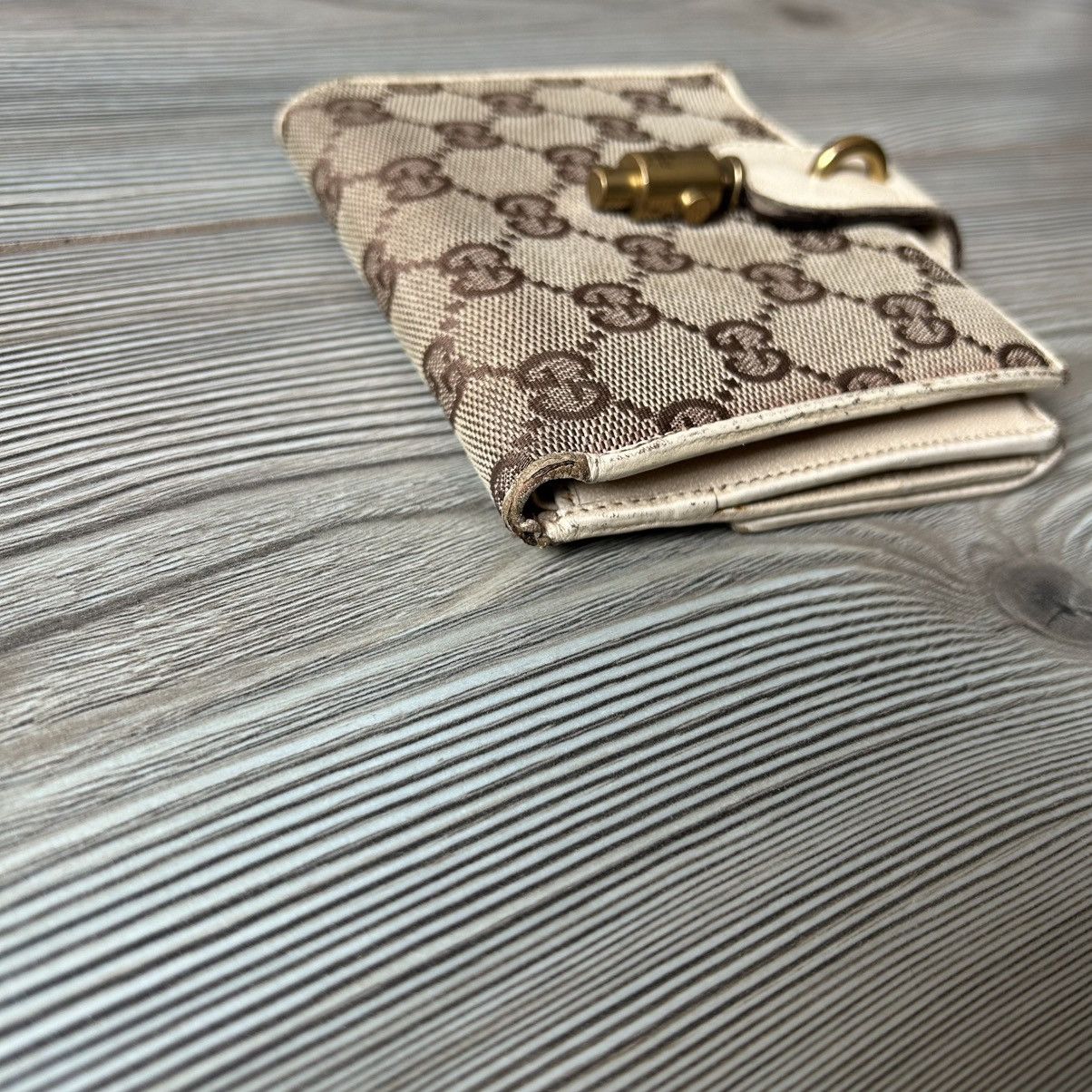 Gucci GUCCI GG BROWN WHITE CANVAS X LEATHER COMPACT WALLET Size ONE SIZE - 5 Thumbnail