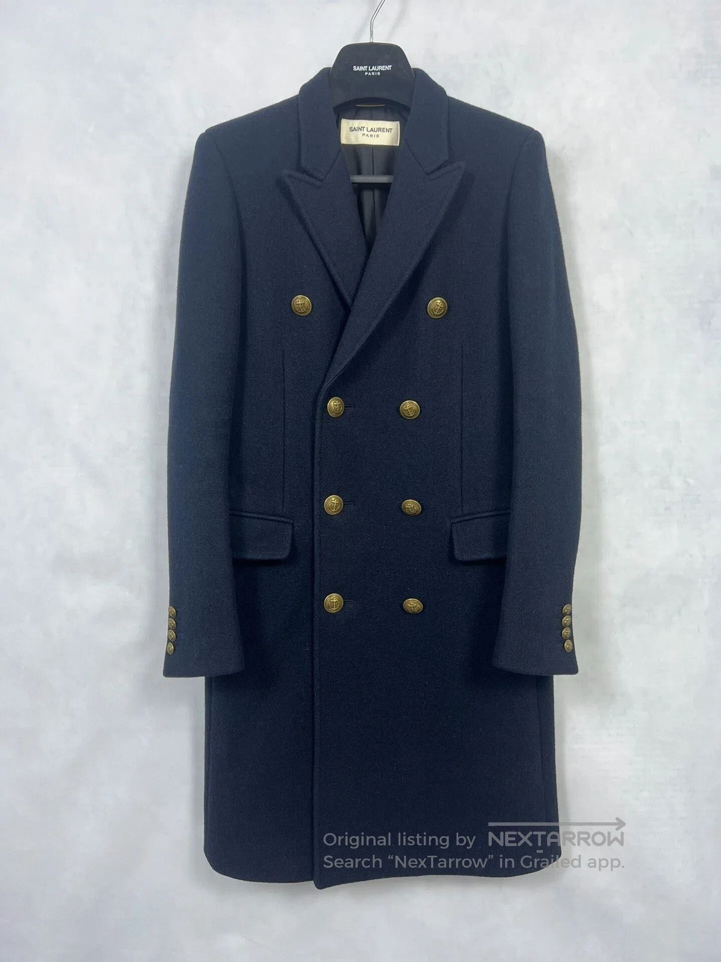 Saint Laurent Paris Saint Laurent Navy Double-Breasted Coat. Size US M / EU 48-50 / 2 - 1 Thumbnail