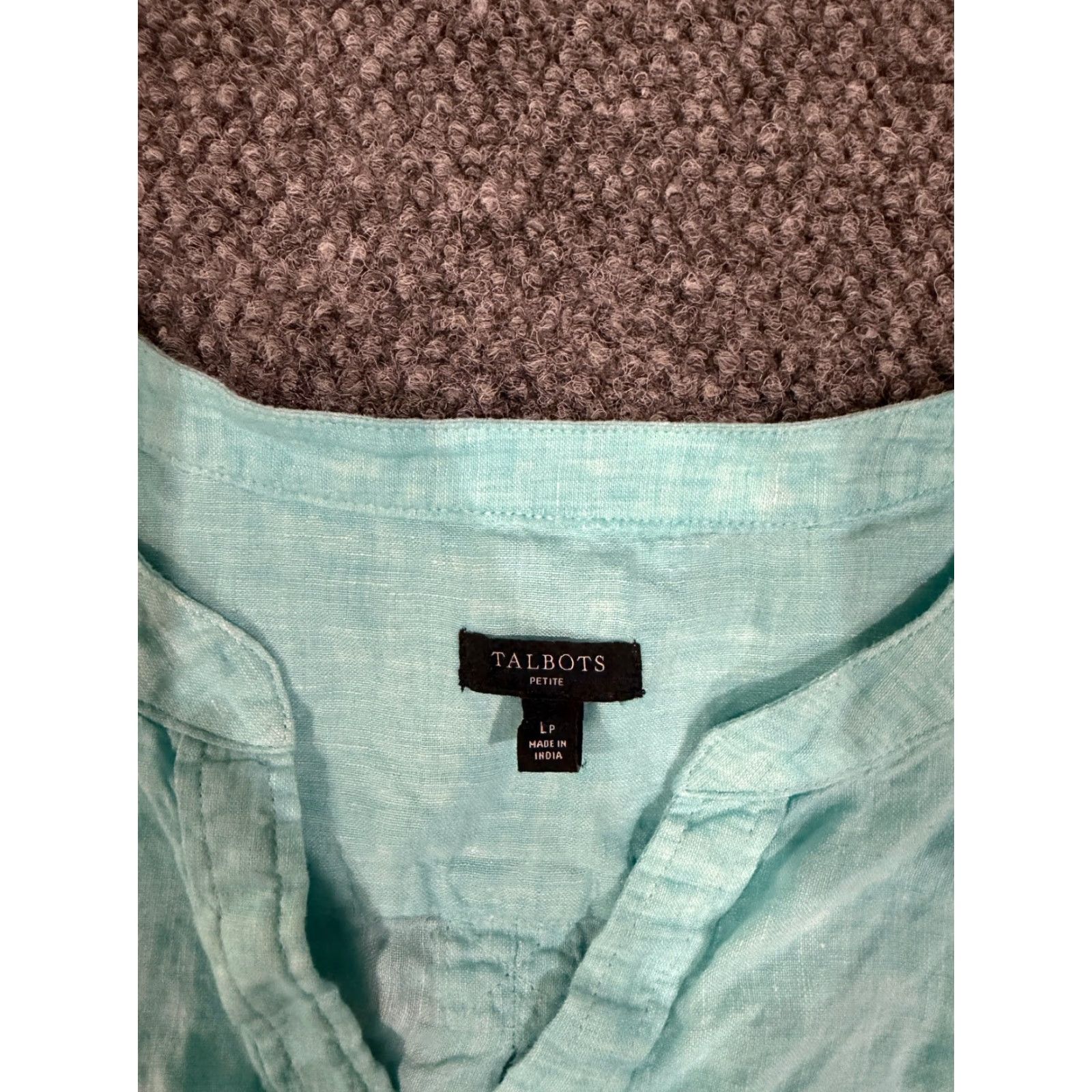 Talbots Talbots Button Front Shirt Womens Petite Large Green Linen Long Sleeve Casual Blouse Size L / US 10 / IT 46 - 4 Thumbnail