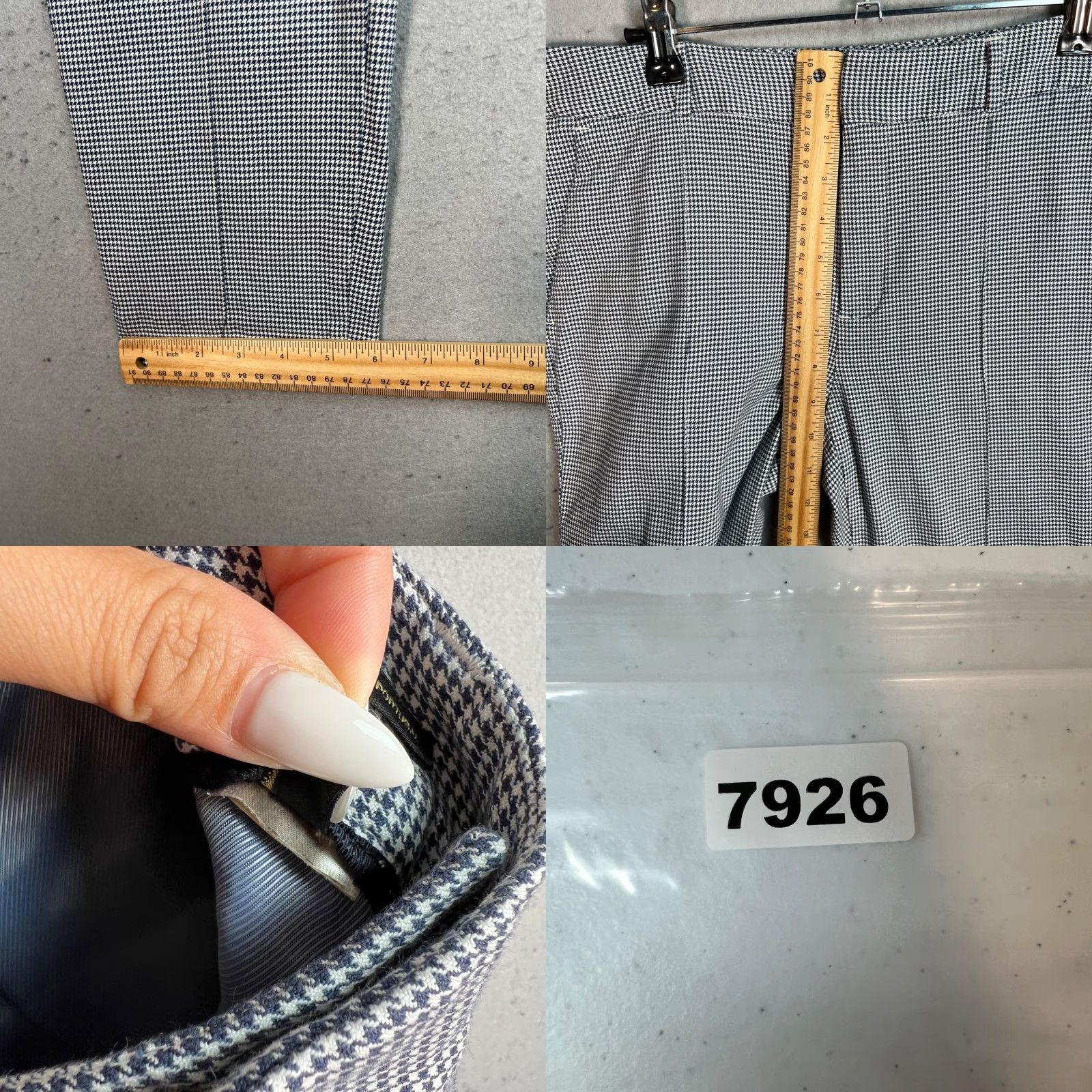 Massimo Dutti Massimo Dutti Womens Tailored Houndstooth Slim Fit Pants Size 6 Gray/White Size 28" / US 6 / IT 42 - 8 Thumbnail