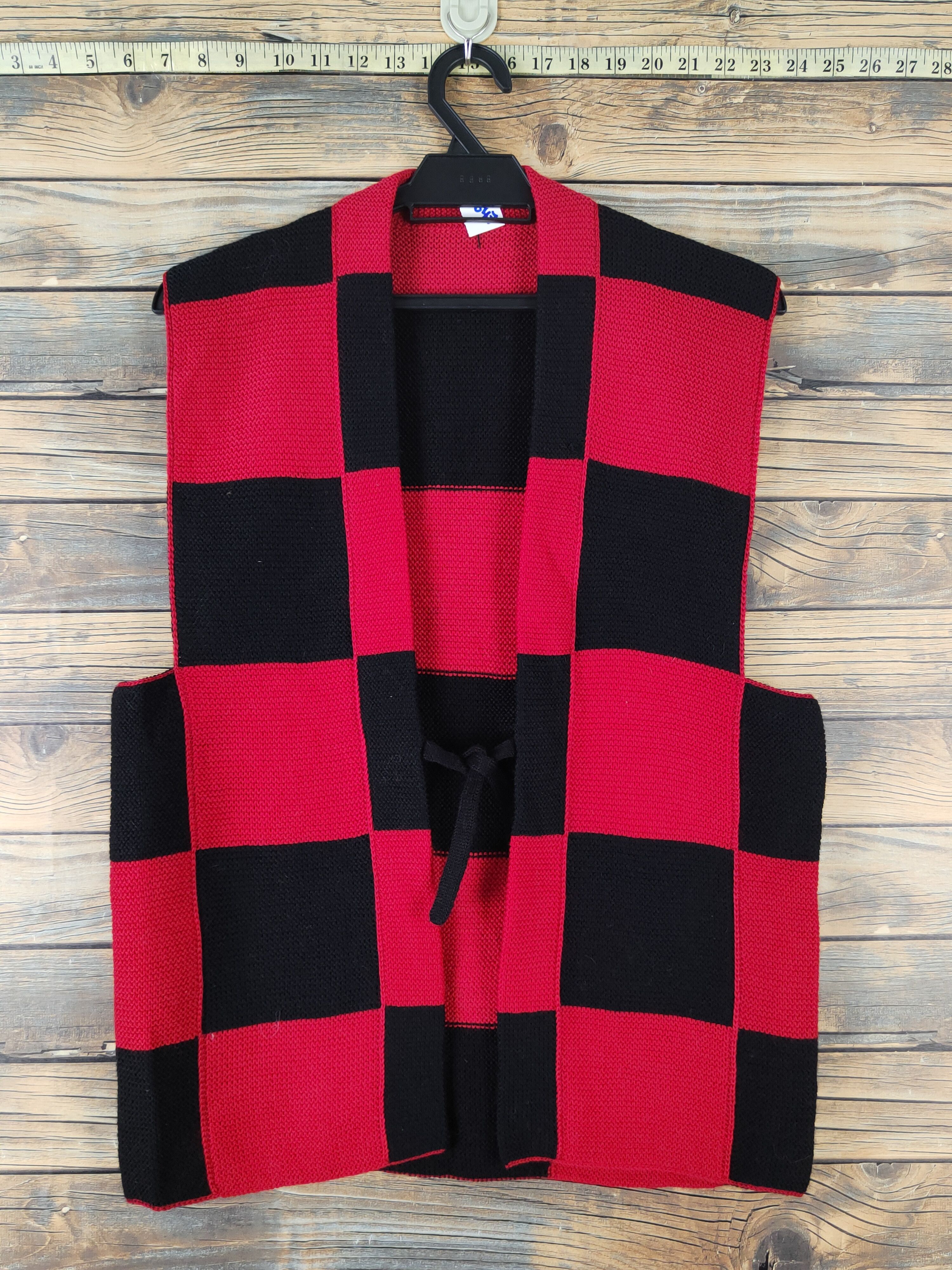 Homespun Knitwear Japan vintage checkered Red Black Knitwear Vests #W1647 Size S / US 4 / IT 40 - 1 Thumbnail