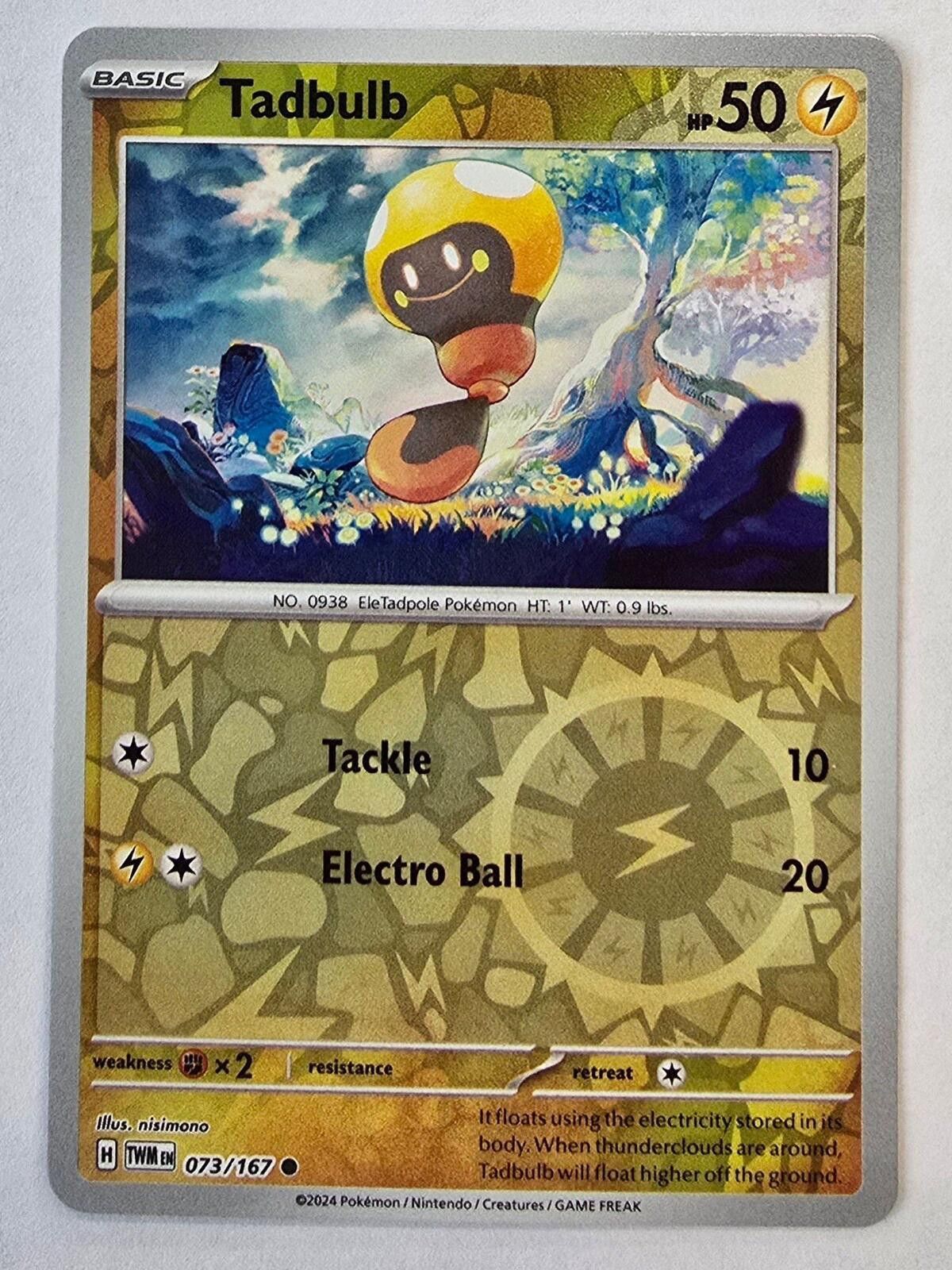Pokemon Reverse Holo Tadbulb (073/167) PokémonTwilight Masquerade. Size ONE SIZE - 1 Thumbnail