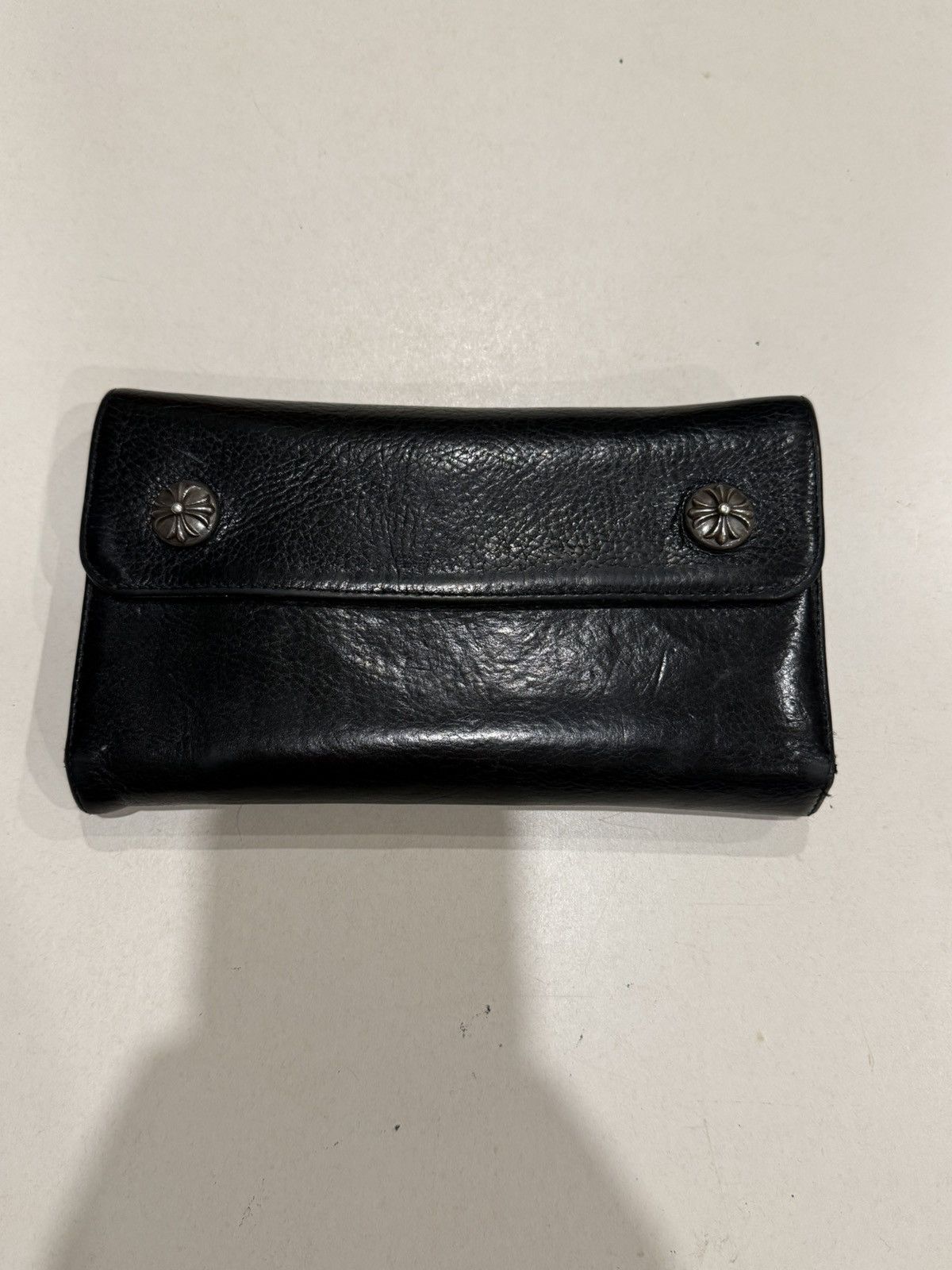 Chrome Hearts Chrome Hearts Wave Wallet Silver Cross Balls Black Leather Size ONE SIZE - 1 Thumbnail