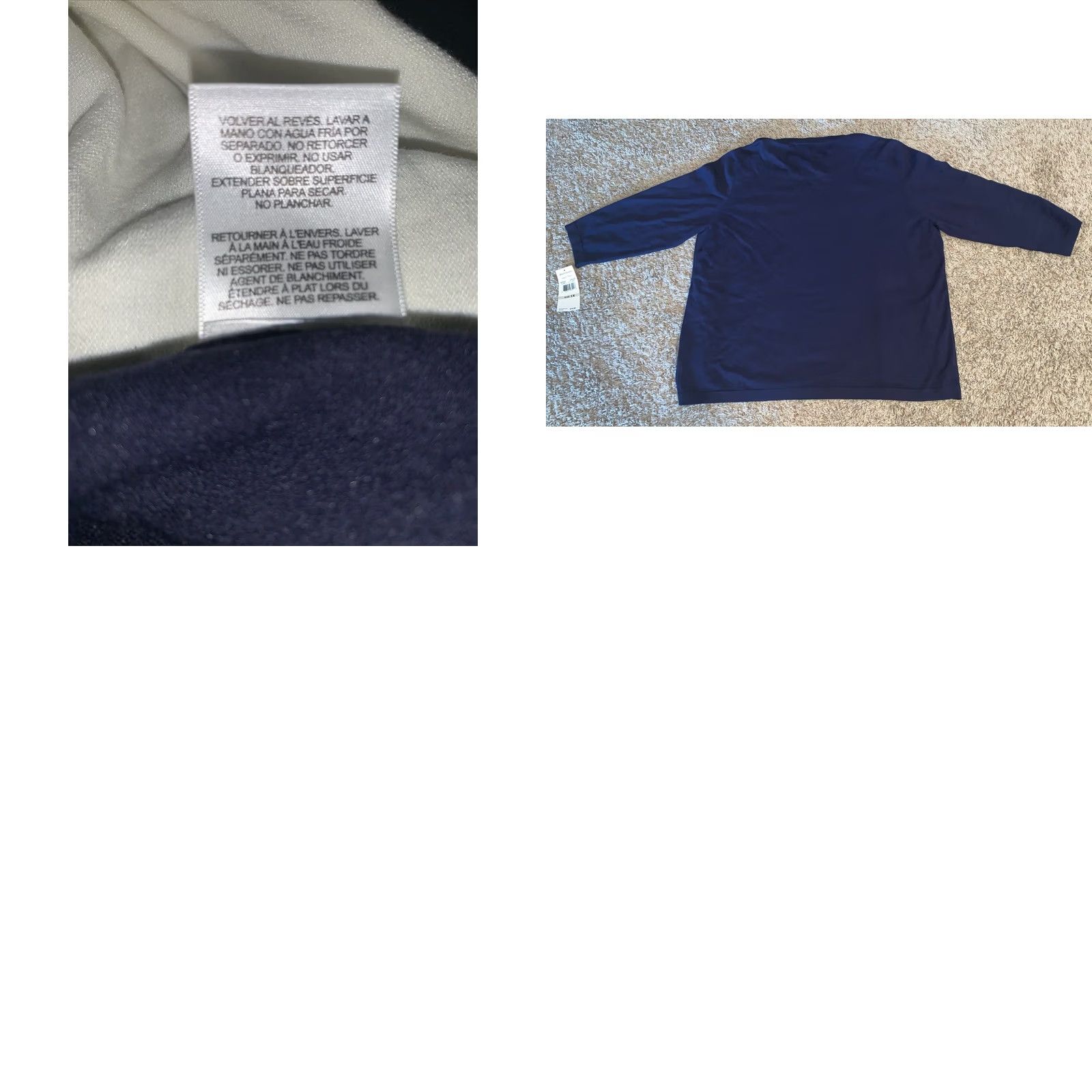 Vintage Alfred Dunner Blouse Shirt 1X Blue 3/4 Sleeve Beaded Sequin Knit Pullover Round Neck Womens Regular Basic Seasonal Casual Size XL / US 12-14 / IT 48-50 - 8 Thumbnail
