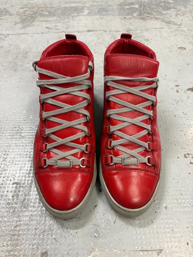 Balenciaga Balenciaga Arena Red & Grey High Top Sneakers Size US 10.5 / EU 43-44 - 2 Thumbnail