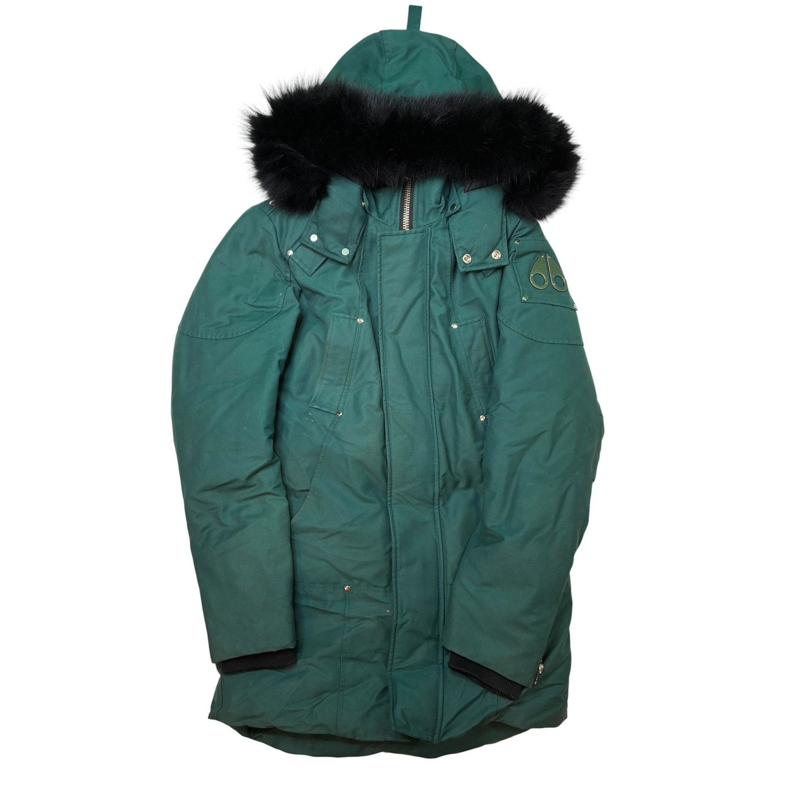 Moose Knuckles Green & Black Fur Jacket