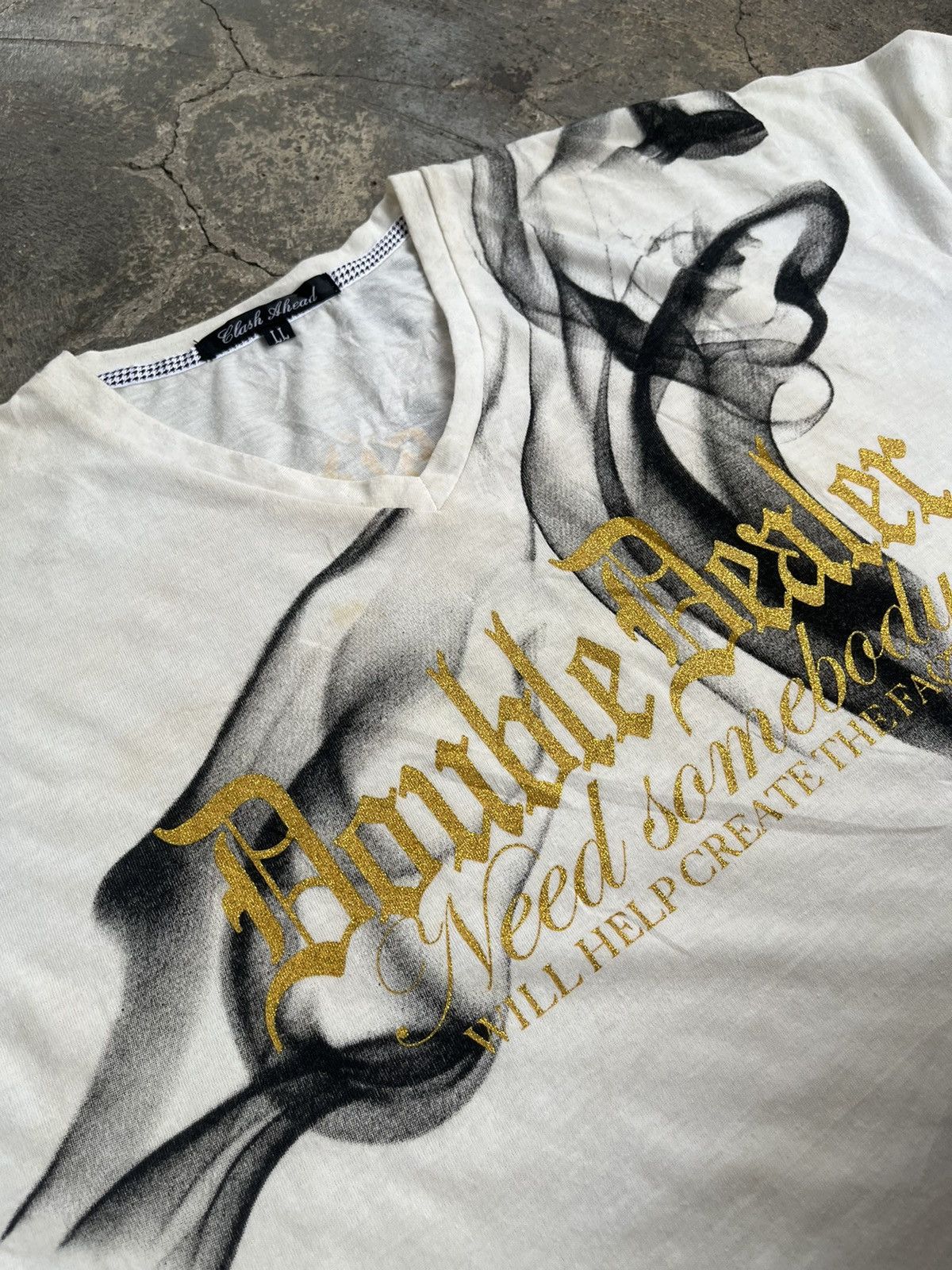 14th Addiction × KMRii × Yasuyuki Ishii 2000s JAPANESE CLASH AHEAD POEM SMOKE GOTHIC PUNK STYLE Size US L / EU 52-54 / 3 - 5 Thumbnail