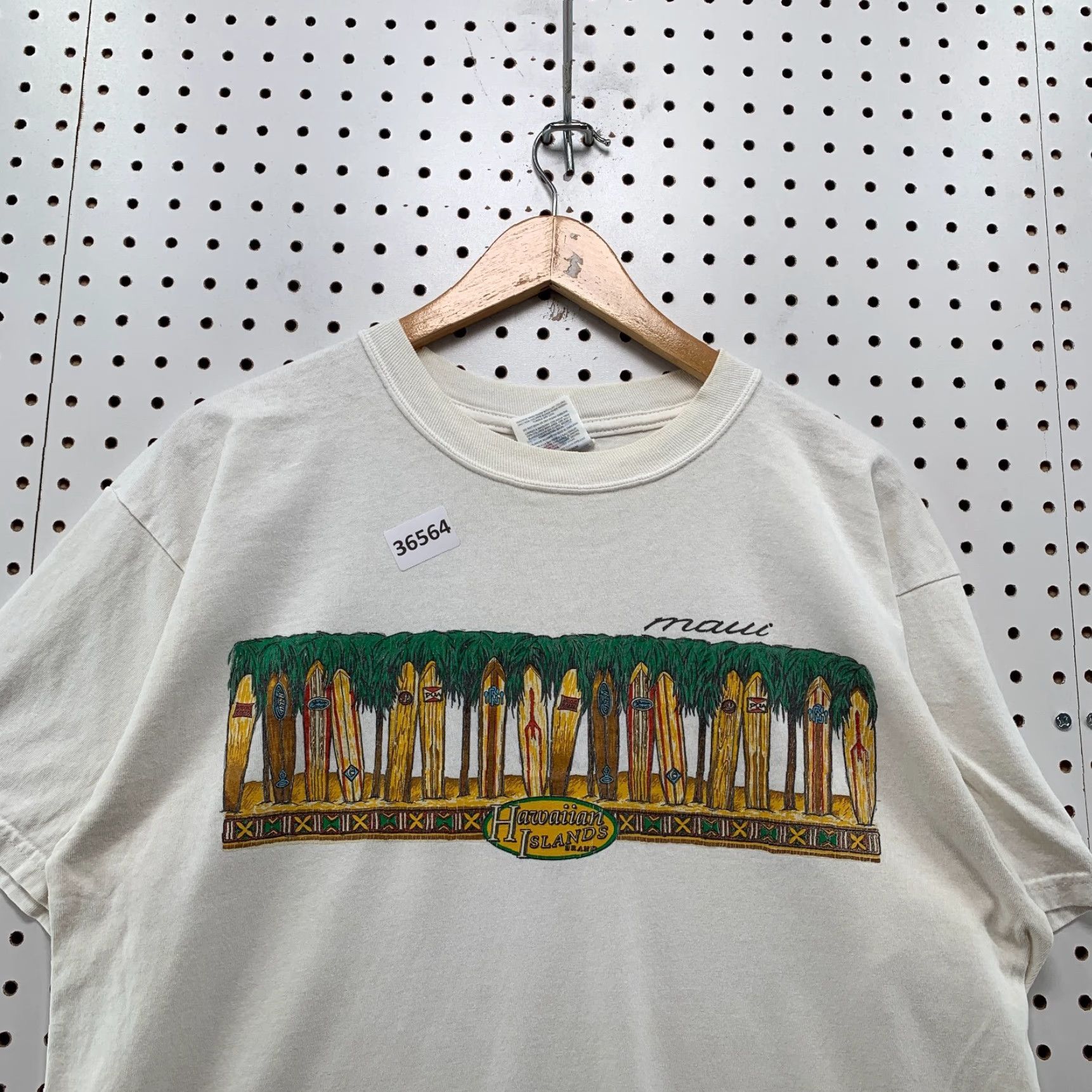Jerzees VTG Maui Hawaiian Island Brand Shirt Adult Large White Surf Board Graphic Men L Graphic Print 80s 90s Surf Mens Size US L / EU 52-54 / 3 - 5 Thumbnail