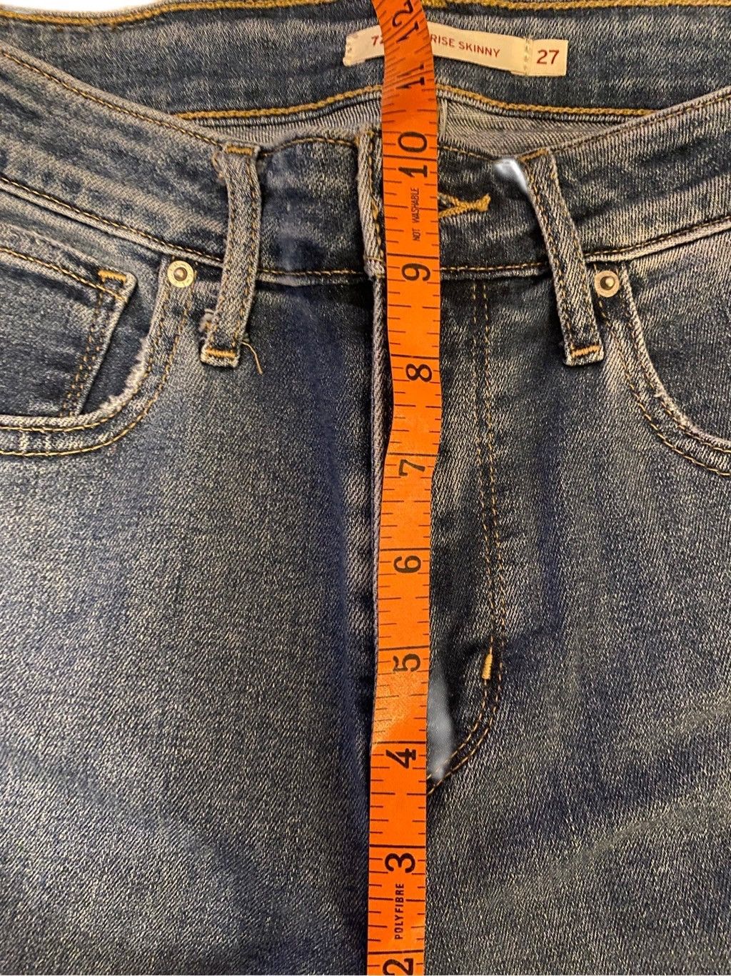 Levi's Levis 721 High Rise Skinny Jeans Fringe Cuff Western Boho Size 27" / US 4 / IT 40 - 8 Thumbnail