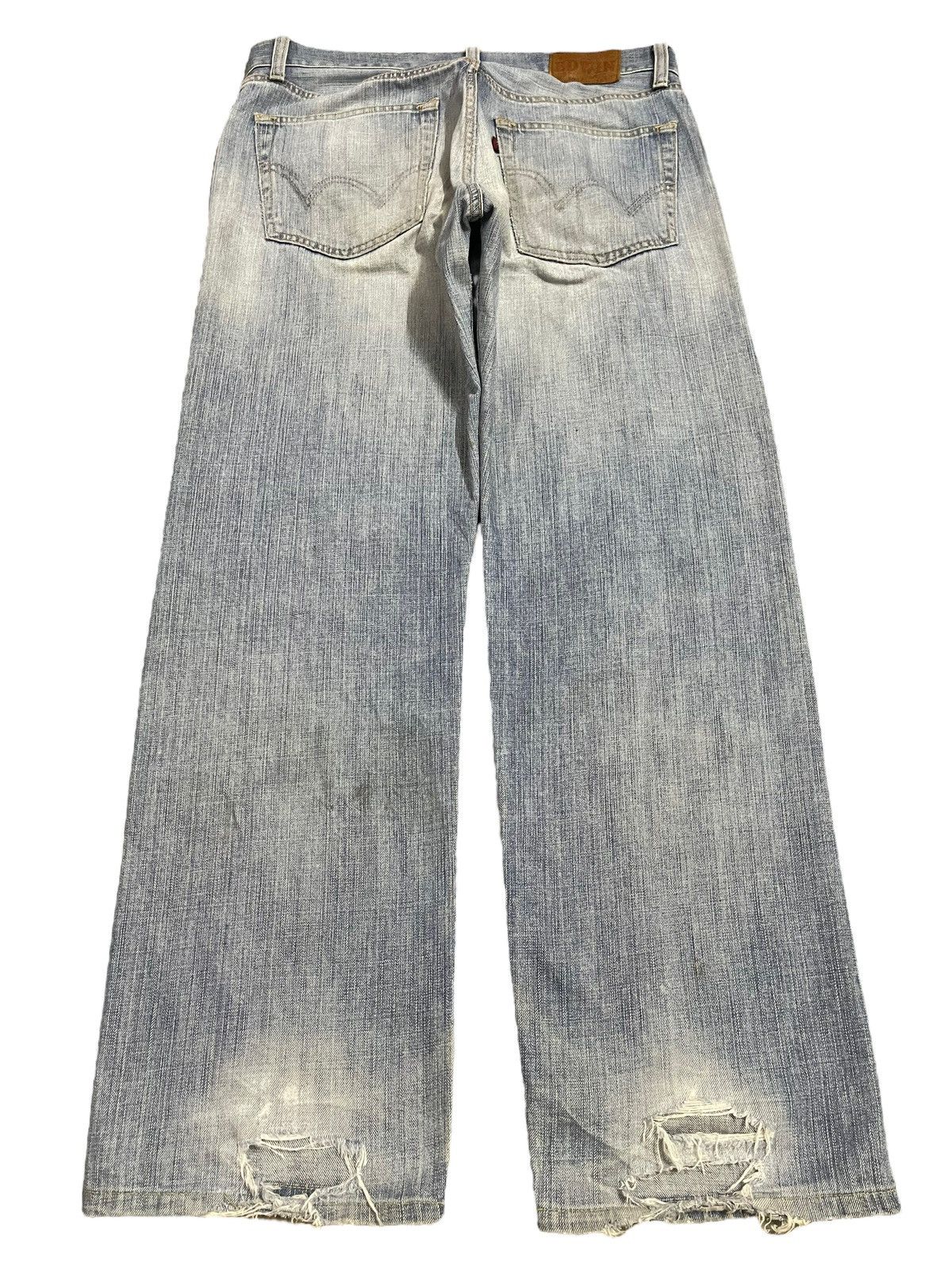 Edwin Vintage Edwin 503z Blue Faded Wash Distressed Baggy Jeans Size US 35 - 2 Thumbnail