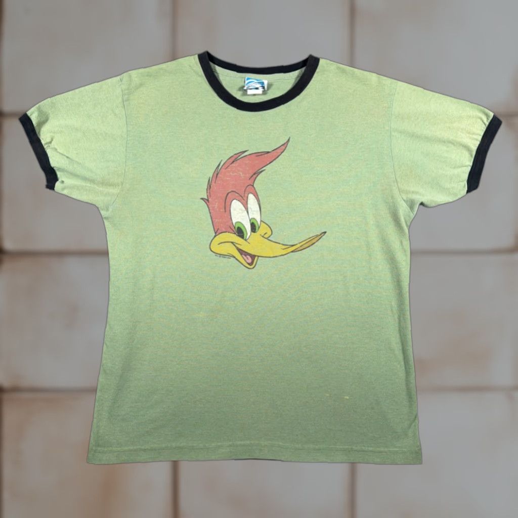 Vintage VINTAGE Woody Woodpecker Shirt Adult LARGE Green Cartoon Portrait Ringer USA Y2K Shirt Mens Green 90s Cartoon Size US L / EU 52-54 / 3 - 1 Thumbnail