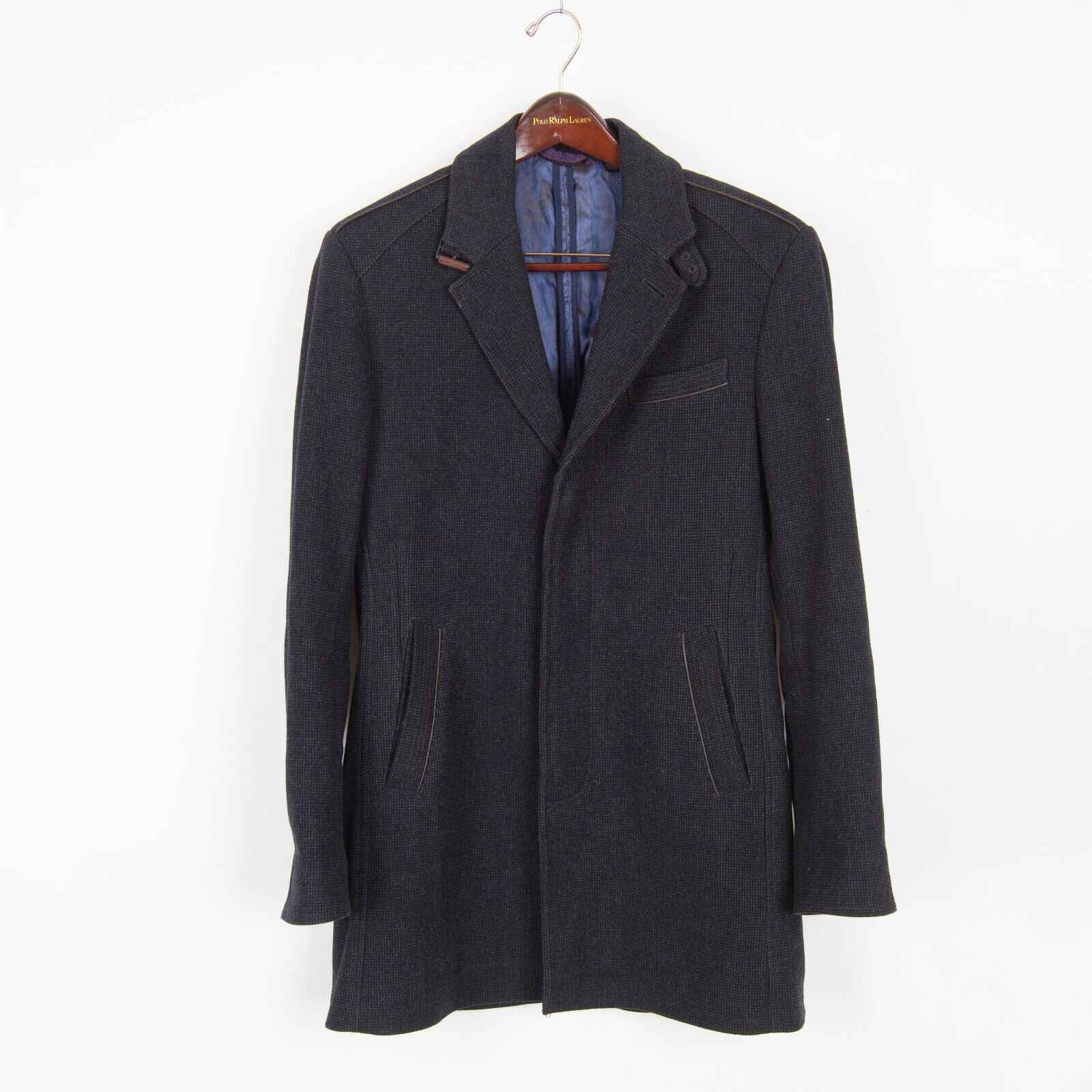 Ted Baker Ted Baker Men's Wexford Black Dark Gray Wool Coat Peacoat Size US M / EU 48-50 / 2 - 1 Thumbnail