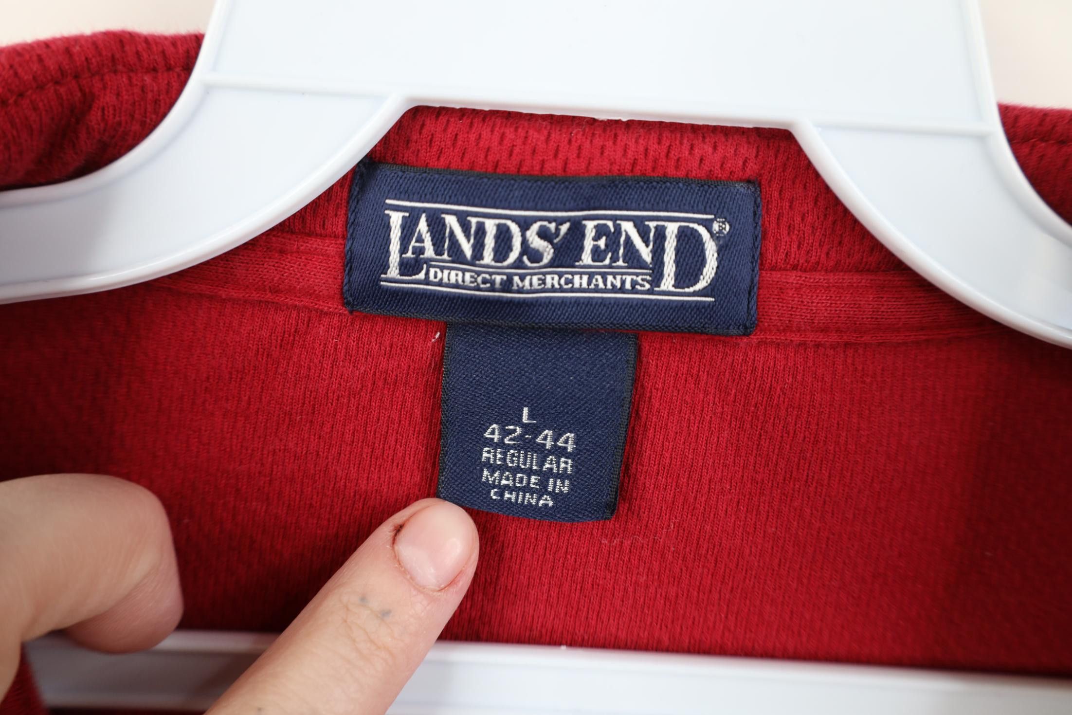 Lands' End Vintage 90s Lands End Thermal Waffle Knit 1/4 Zip Sweater Size US L / EU 52-54 / 3 - 5 Thumbnail