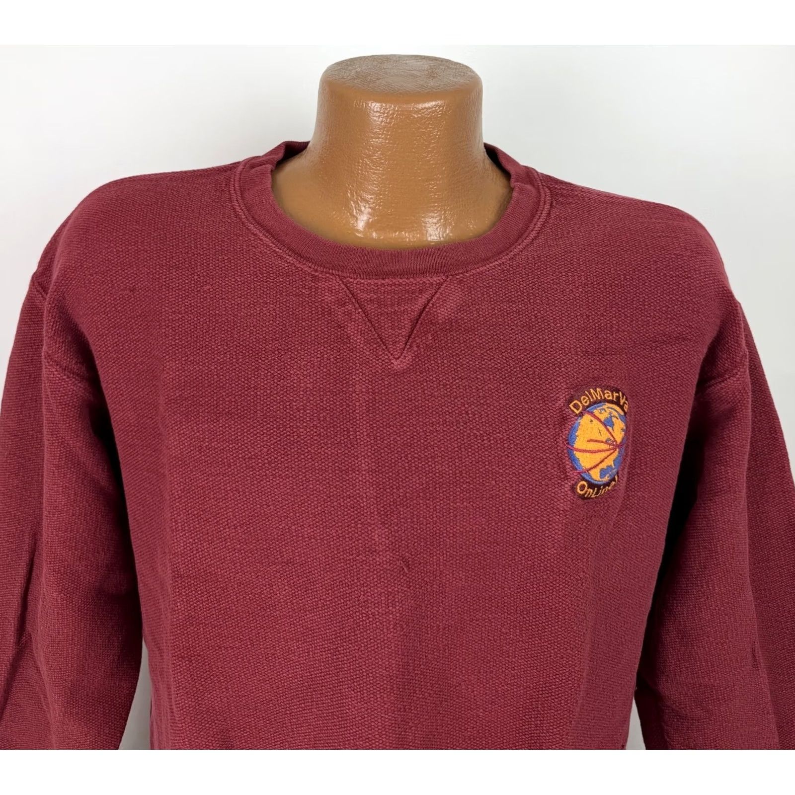Lands' End VINTAGE Lands' End Pique Knit Sweatshirt Mens M Red Embroidered 90s Retro Classic Pullover Shirt Men Size US M / EU 48-50 / 2 - 4 Thumbnail