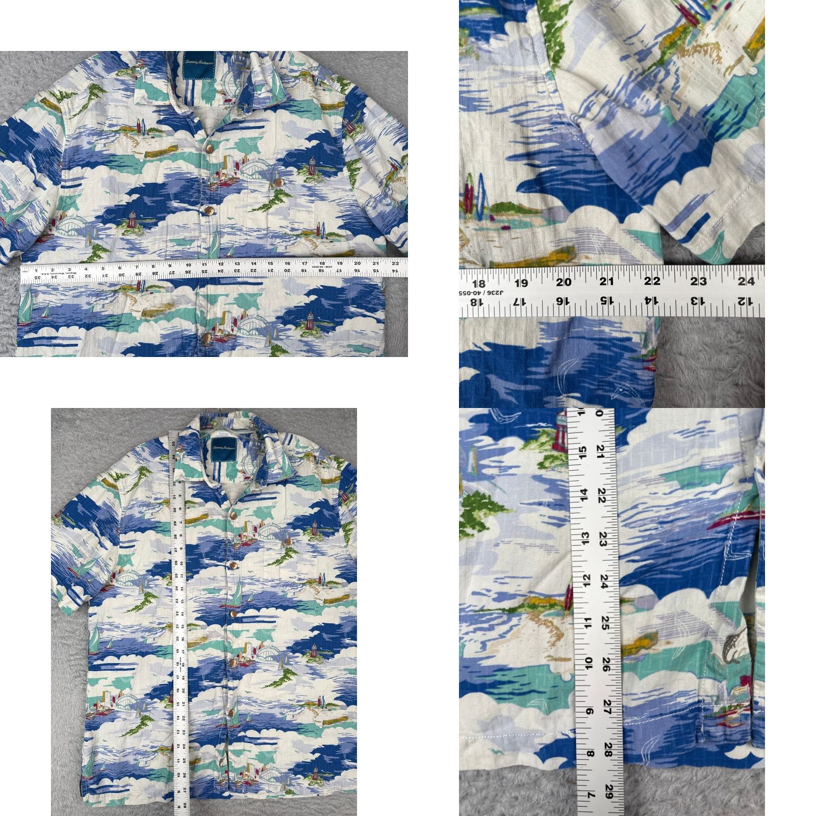 Tommy Bahama Tommy Bahama Shirt Men Large White Blue Sailboat Hawaiian Button Up Silk Blend Size US L / EU 52-54 / 3 - 8 Thumbnail