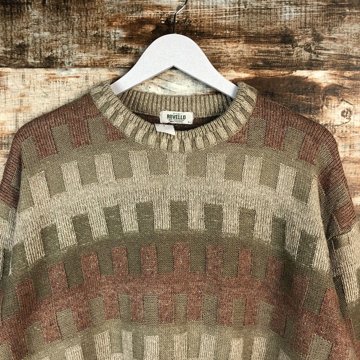 Homespun Knitwear × Japanese Brand DL Rovello made in japan checkered Brown Knitwear #C171 Size US L / EU 52-54 / 3 - 4 Thumbnail