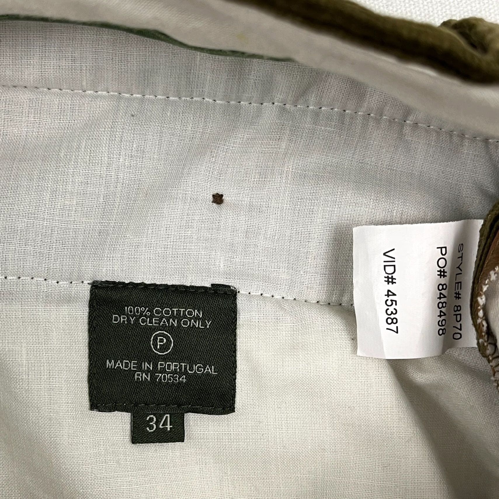 Orvis Orvis Pants Mens 34 x 30 Green Corduroy Brisbane Moss Cuff Trousers Leather Trim Chino 5-Pocket Regular Straight Mens Size US 34 / EU 50 - 3 Thumbnail